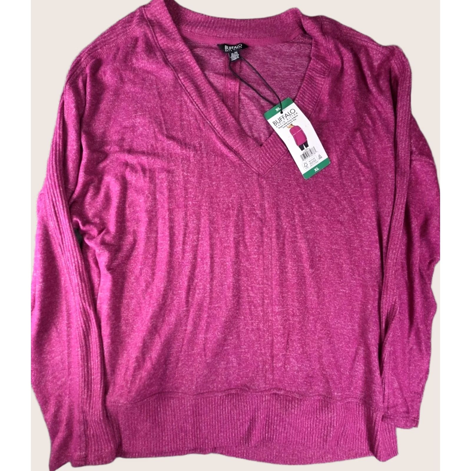 Vintage Buffalo Sweater Women XL Raspberry V-Neck Pullover Super Soft Cozy NWT David Bitton Size XL / US 12-14 / IT 48-50 - 1 Thumbnail