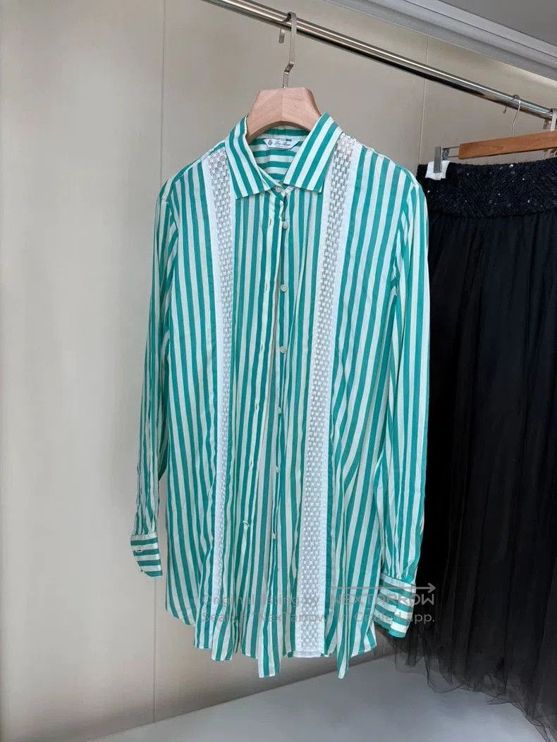 Loro Piana Loro Piana Silk Striped Long Sleeve Shirt. Size US L / EU 52-54 / 3 - 1 Thumbnail