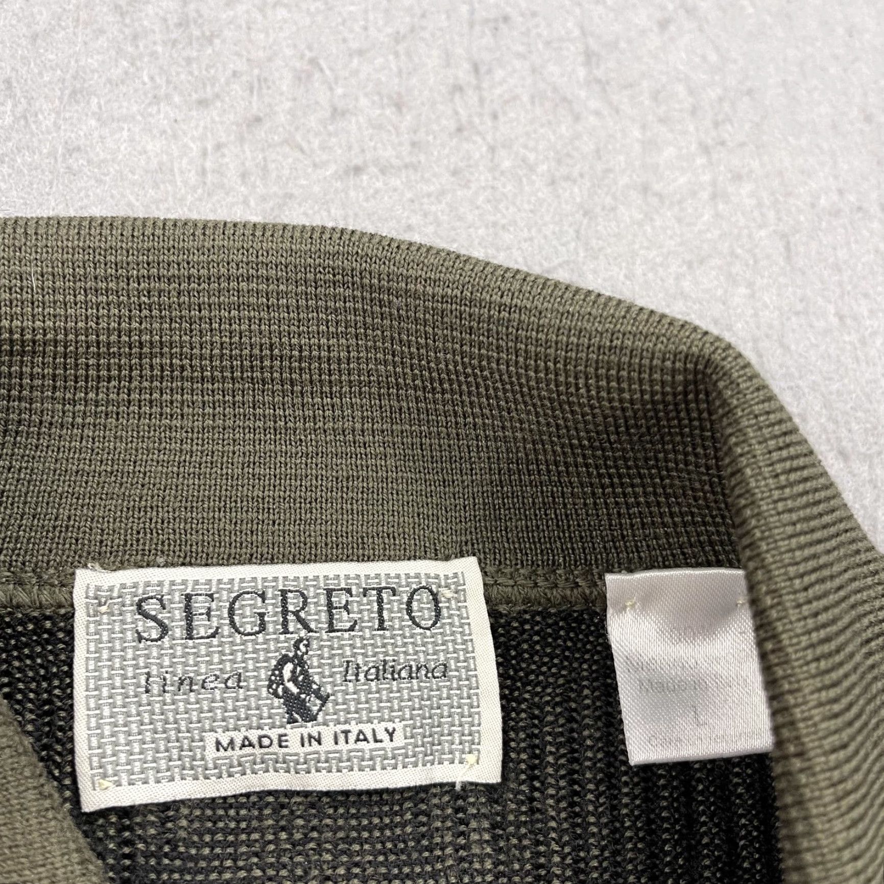 Vintage VINTAGE Segreto Grandpa Sweater Mens Large Green Brown Geometric Knit Wool Collared 90s Size US L / EU 52-54 / 3 - 3 Thumbnail