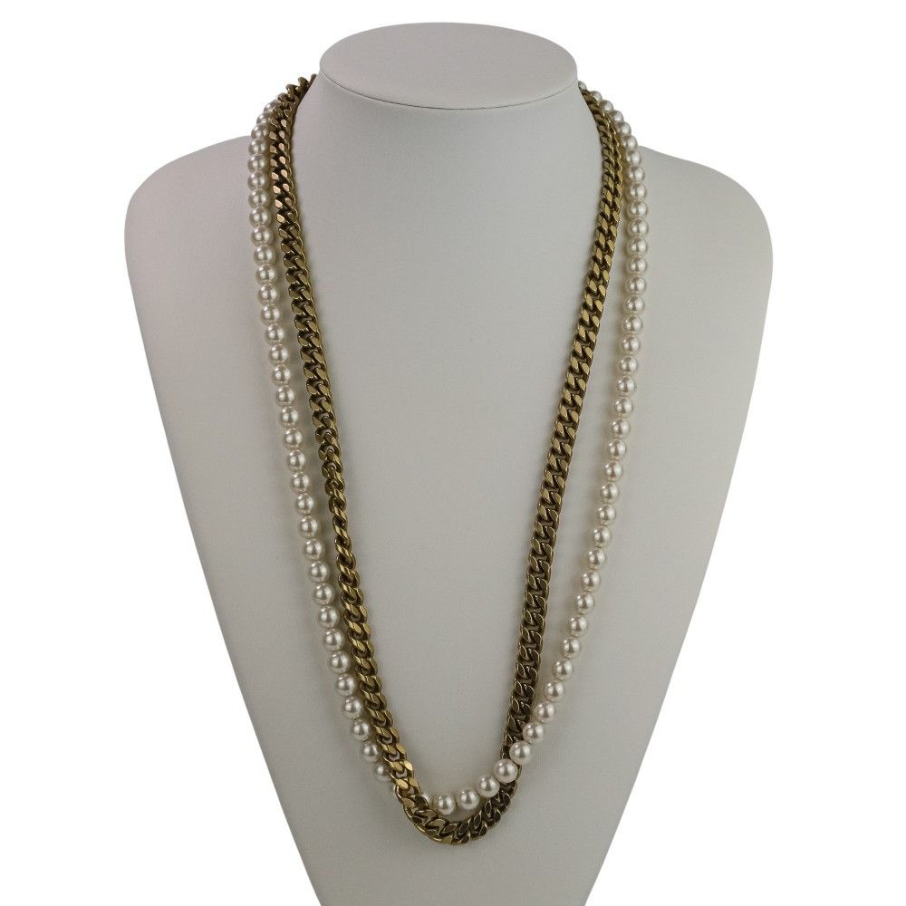 Sacai Sacai Sacai Pearl Chain Long Necklace Metal Necklace 24-0718S DUTY FREE for USA Size ONE SIZE - 1 Thumbnail