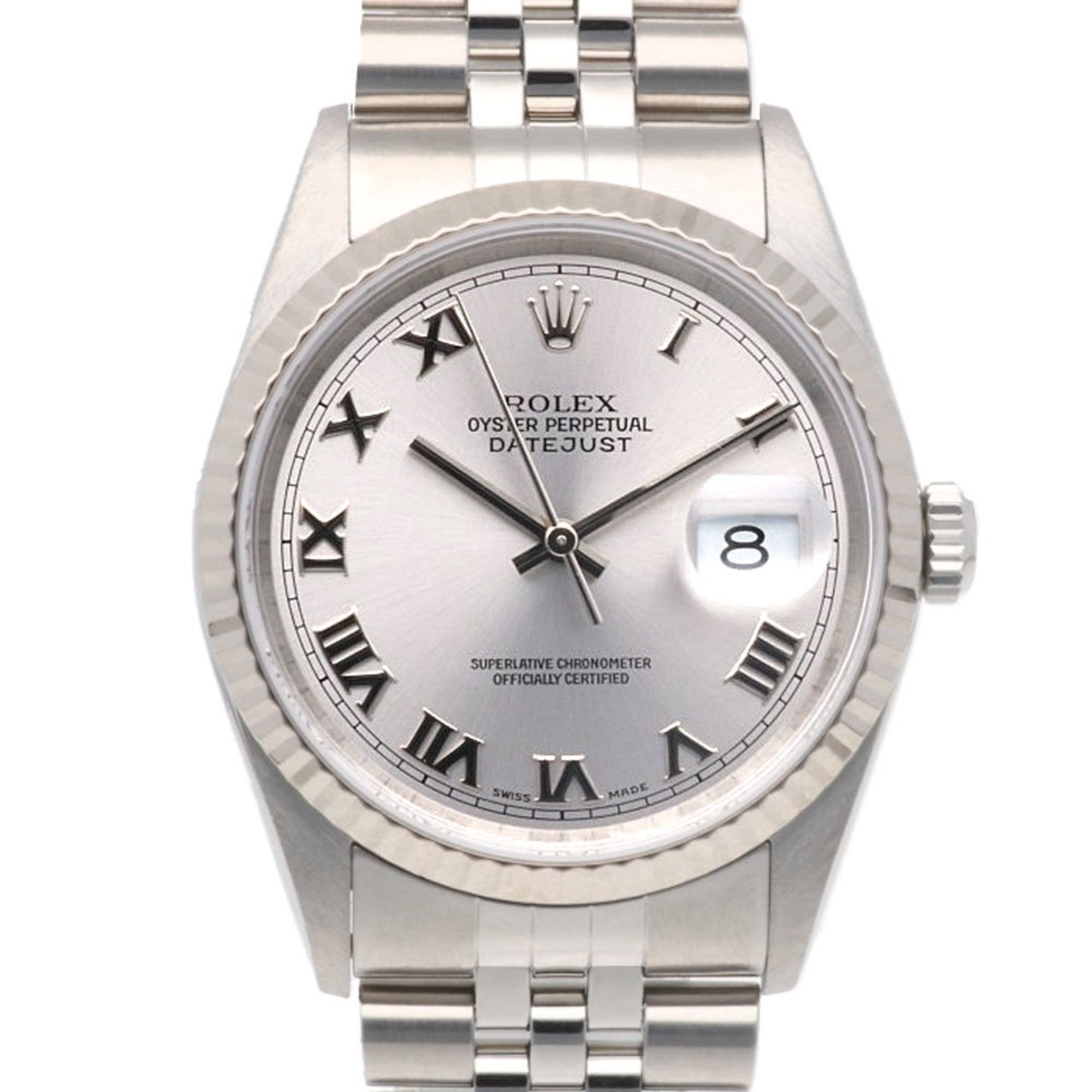 Rolex Datejust Oyster Perpetual Watch Stainless Steel 16234 Automatic Men's Rolex P Number 2000 Model Roman Numerals Overhauled