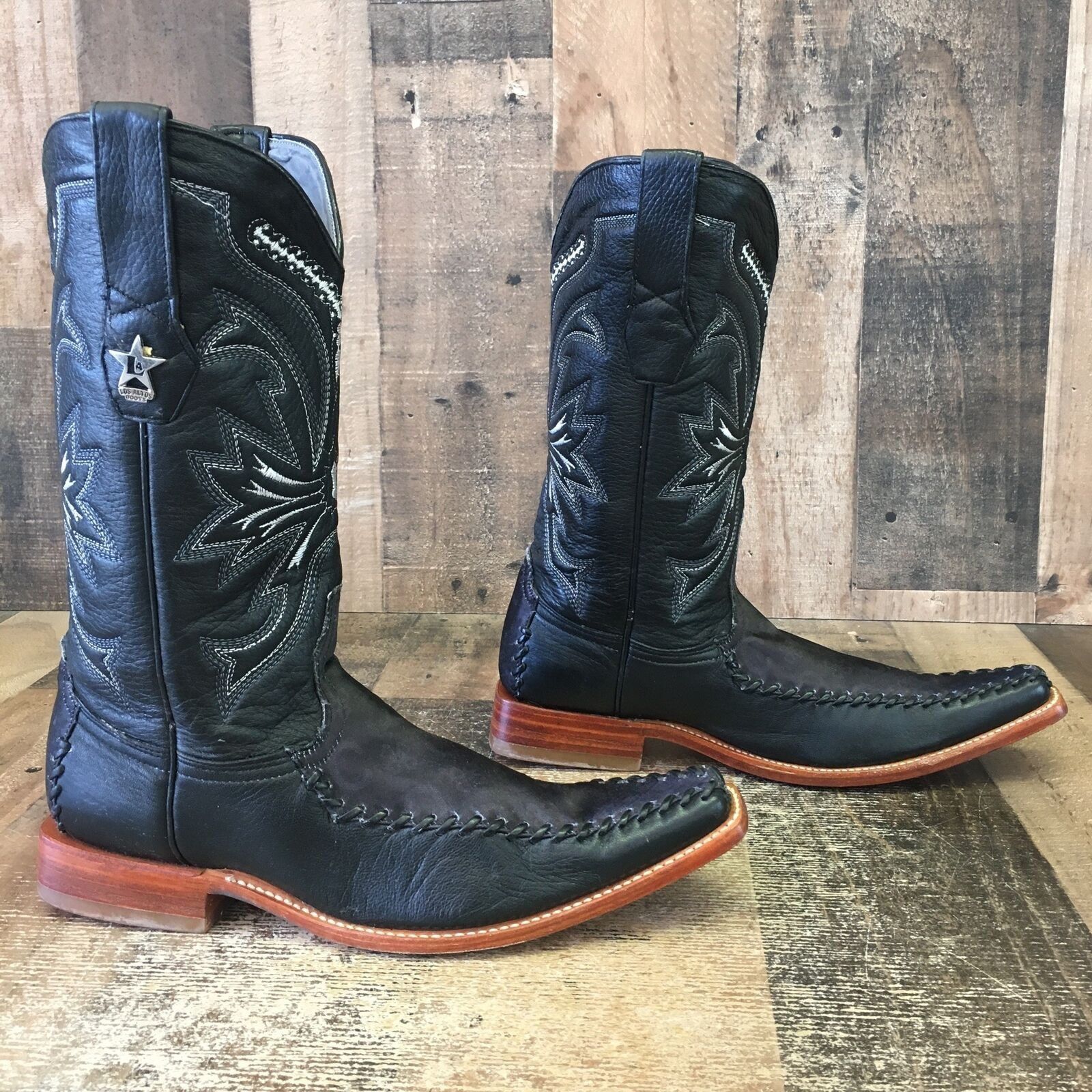Vintage Los Altos Pointed Toe Western Black Cowboy Boots Mens 8.5 EE Size US 8.5 / EU 41-42 - 11 Thumbnail