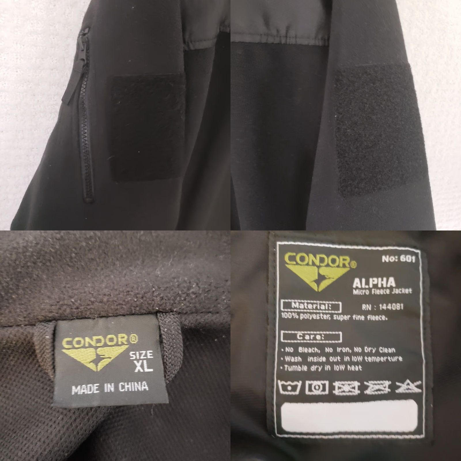 Vintage Condor Alpha Micro Fleece Jacket XL Black Military Jacket Mens Stand-Up Collar Zip Full Zip Patches Chest Logo Size US XL / EU 56 / 4 - 10 Thumbnail