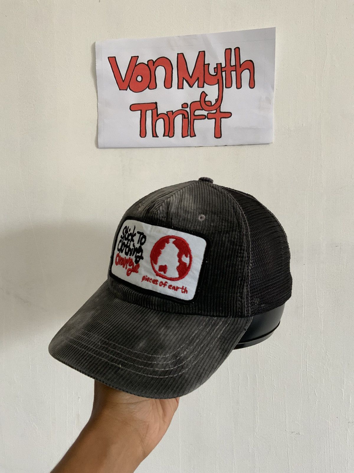 Japanese Brand Vintage Stick to Clothing Orange Corduroy Trucker Hat Size ONE SIZE - 2 Thumbnail
