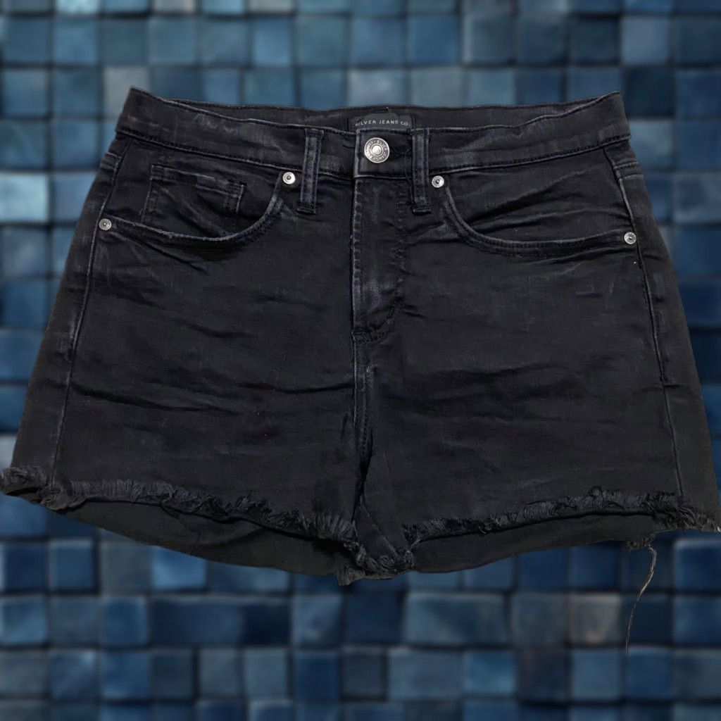Silver Jeans Co. Silver Jeans Shorts Womens 26 Black Denim Mid Rise Cut-Off Inseam 3" Pocket Vintage No N/A Size 26" / US 2 / IT 38 - 1 Thumbnail