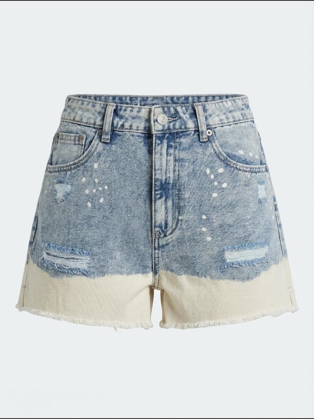 Other No Boundaries Two-Tone Distressed Denim Shorts Size 34" / US 12 / IT 48 - 1 Thumbnail