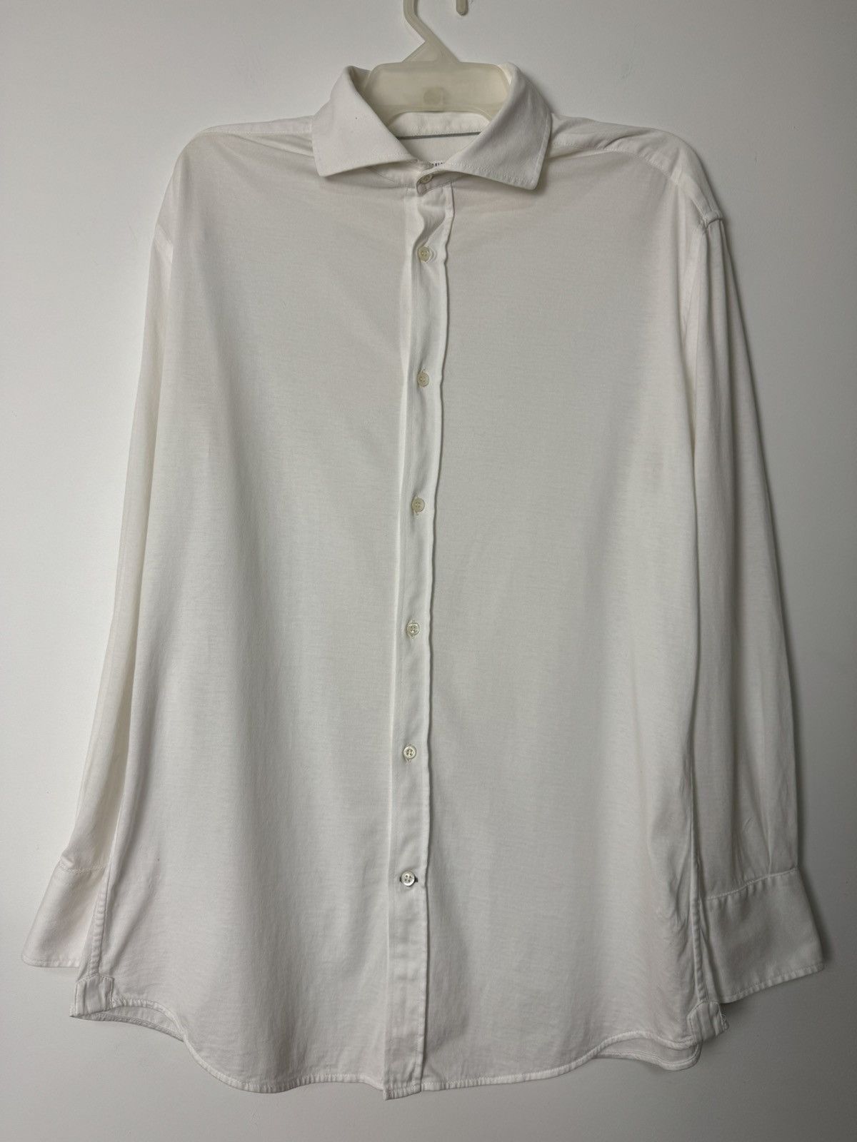 Brunello Cucinelli Brunello Cucinelli White Cotton Slim Fit Shirt Made in Italy Size US L / EU 52-54 / 3 - 2 Thumbnail