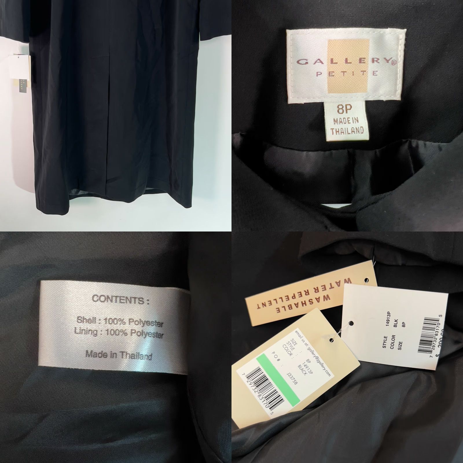 Vintage Gallery Womens Long Sleeve Button Front Black Trench Coat Jacket Size 8P Long Sleeve Button Front Black Long Trench Coat Jacket 8P Gallery Women Size M / US 6-8 / IT 42-44 - 8 Thumbnail
