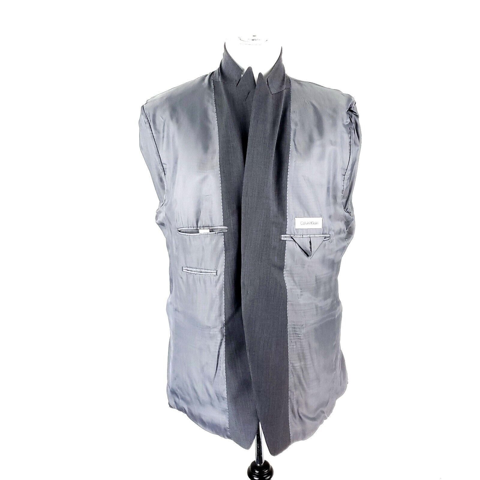 Calvin Klein Calvin Klein Wool 2 Button Blazer 42R Gray Peak Lapel Suit J Size 42R - 9 Thumbnail