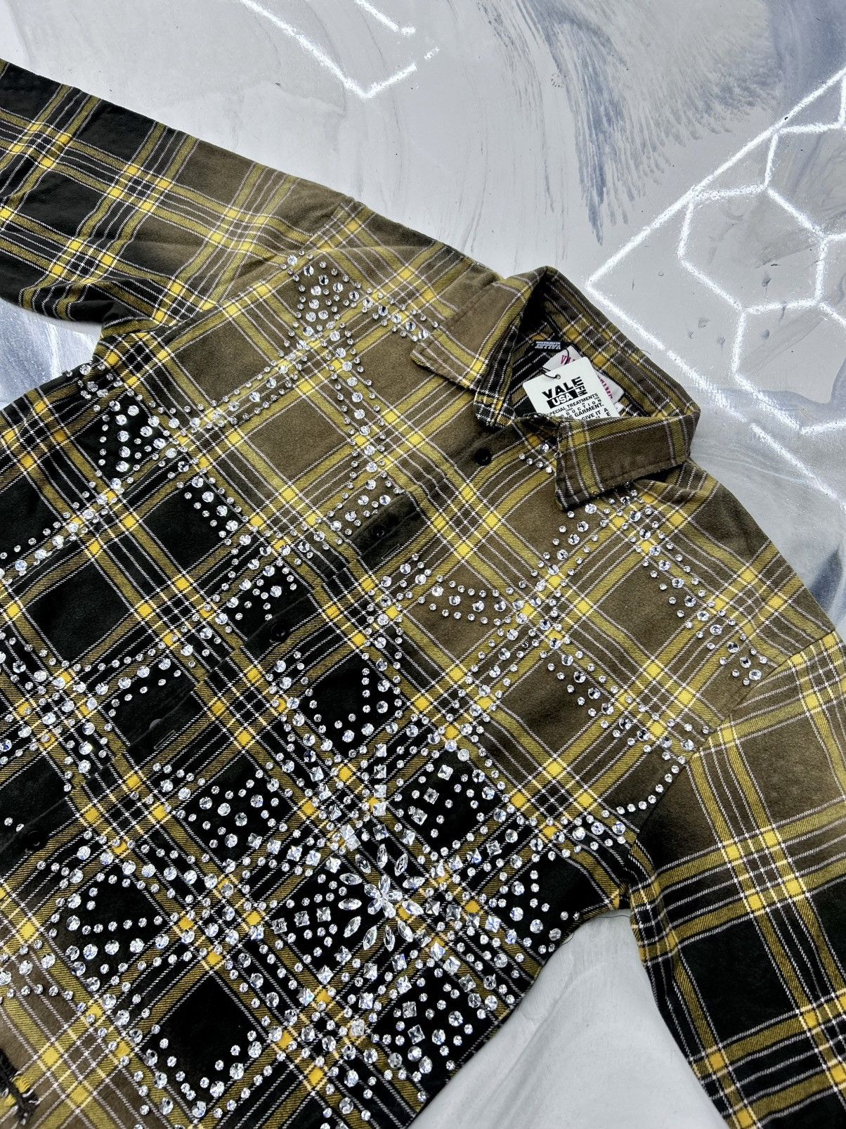 Vale Chocolate Crystal Flannel Black Yellow Size S