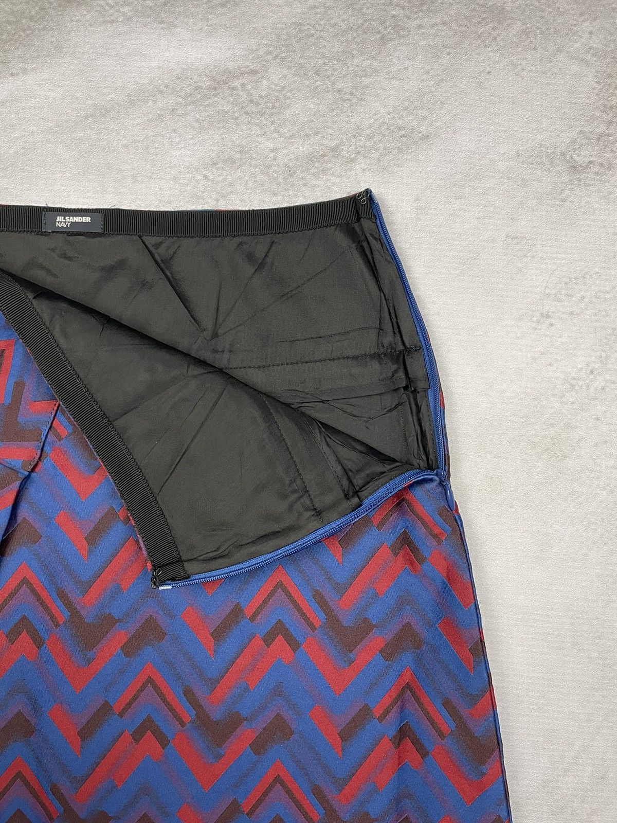 Jil Sander FW15 Jil Sander Navy Jacquard Geometric Wrap Skirt Size 27" / US 4 / IT 40 - 5 Thumbnail