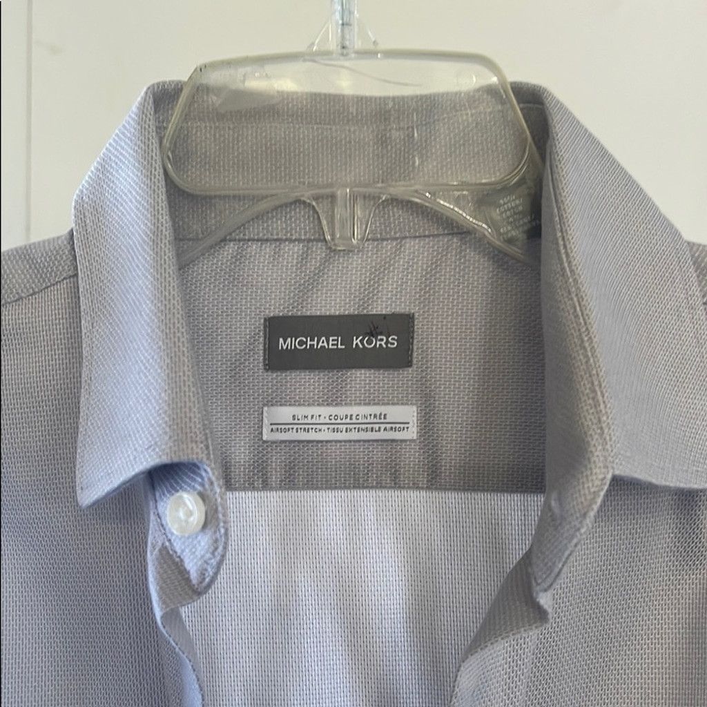 Michael Kors Michael Kors Slim Fit Gray Men's Shirt 34/35 16 Size 34R - 3 Thumbnail