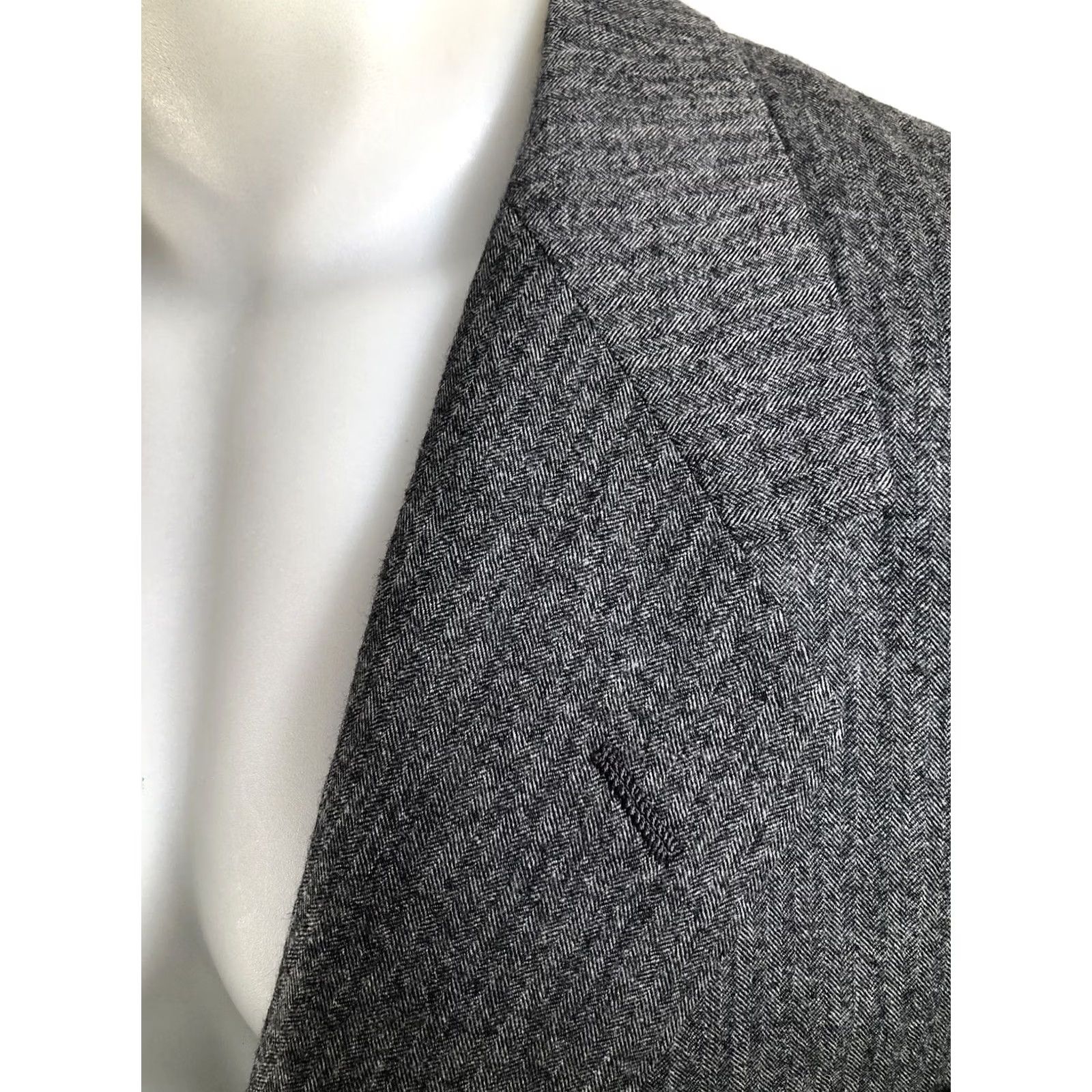 Vintage OXXFORD CLOTHES Blazer Jacket - Striped Herringbone Gray 48 EXCELLENT Mens Shirt/Blazer Size 48R - 3 Thumbnail