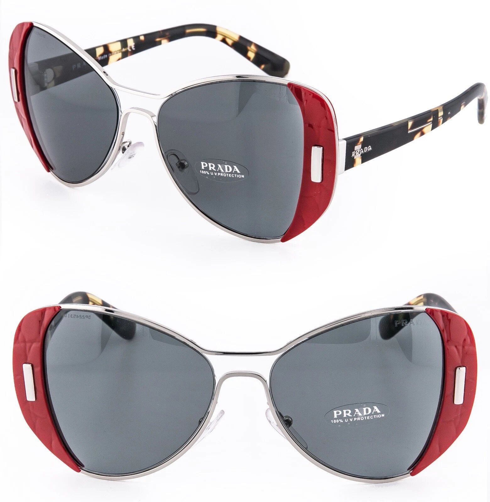 Prada PRADA PR60SS 60S MOD Geometric Red Silver Metal Havana Size ONE SIZE - 1 Thumbnail