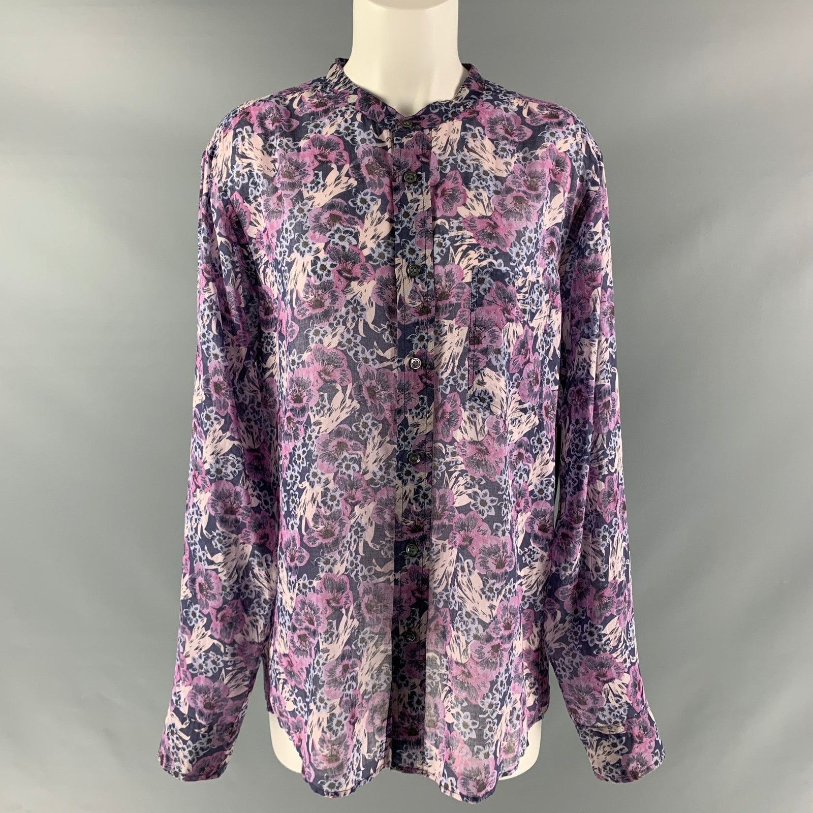 ISABEL MARANT Size S Purple Cotton Floral Oversized Blouse