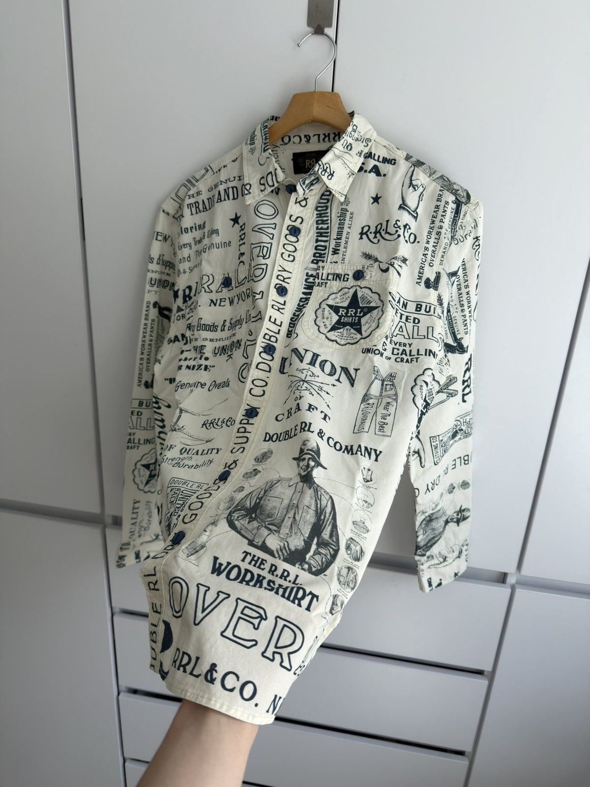RRL Ralph Lauren RRL Ralph Lauren Poplin Graphic Workshirt Size US M / EU 48-50 / 2 - 3 Thumbnail