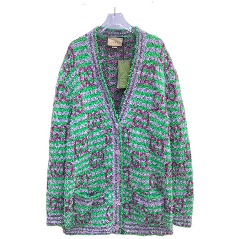 Gucci Gucci Green full-print double G cotton V-neck single-breas Size M / US 6-8 / IT 42-44 - 1 Thumbnail