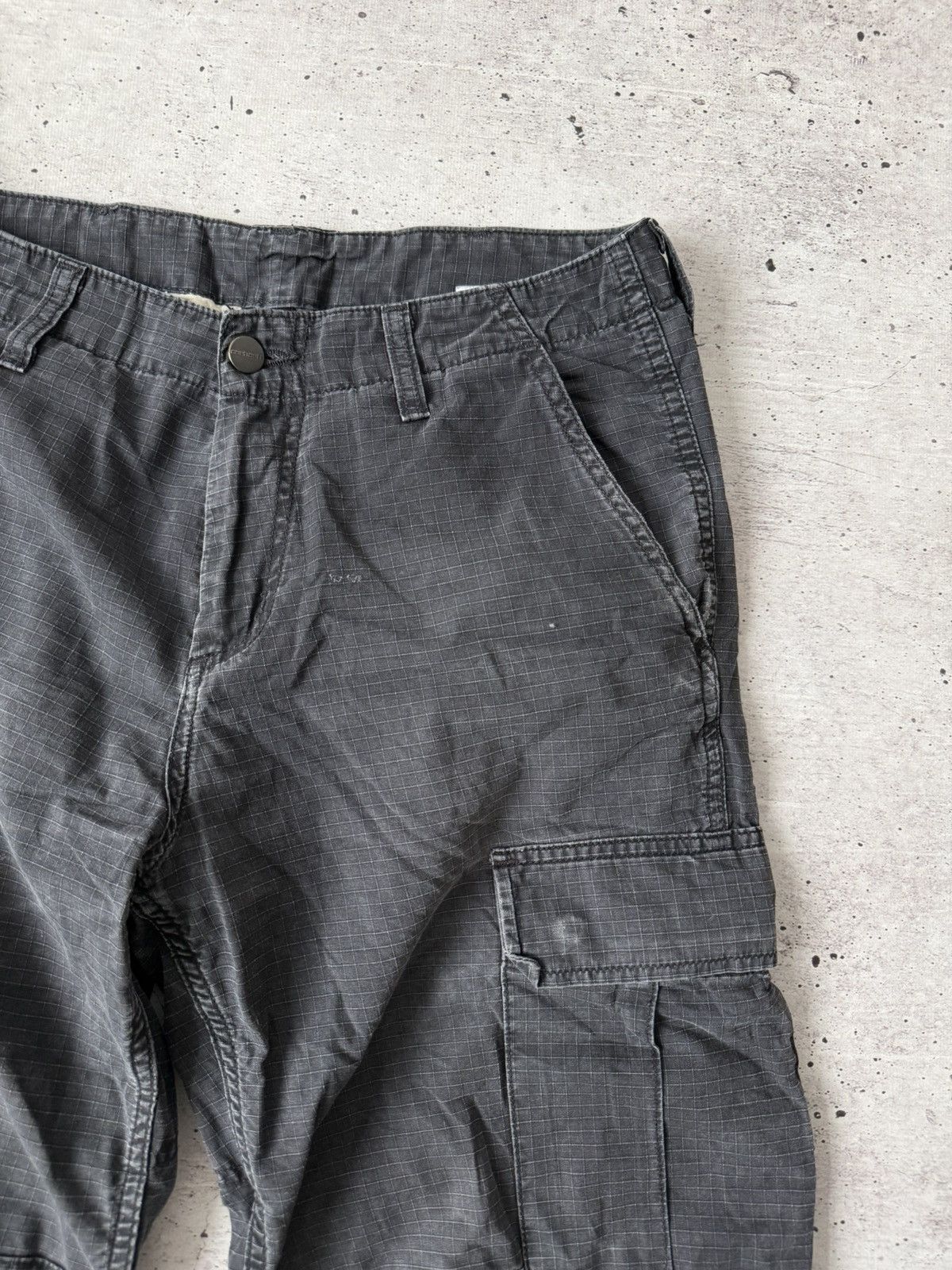 Carhartt Carhartt WIP Regular Cargo Pants Black Ripstop Faded Vintage Size US 30 / EU 46 - 8 Thumbnail