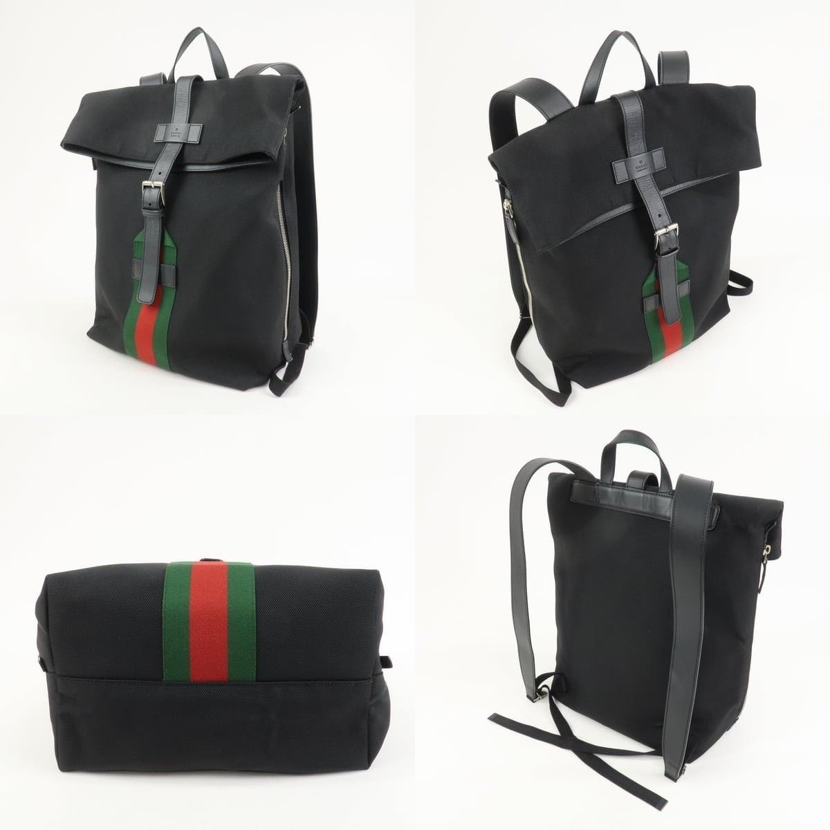 Gucci Gucci Web Canvas & Leather Backpack Black Size ONE SIZE - 3 Thumbnail