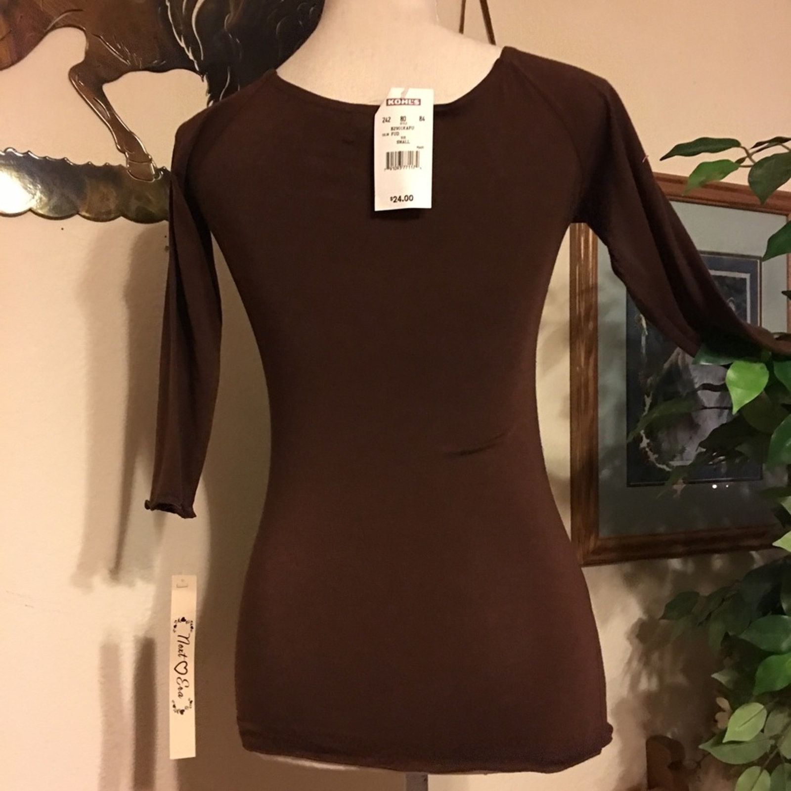 Other Next Era brown knot style bust 3/4 sleeve top NWT Size S / US 4 / IT 40 - 4 Thumbnail