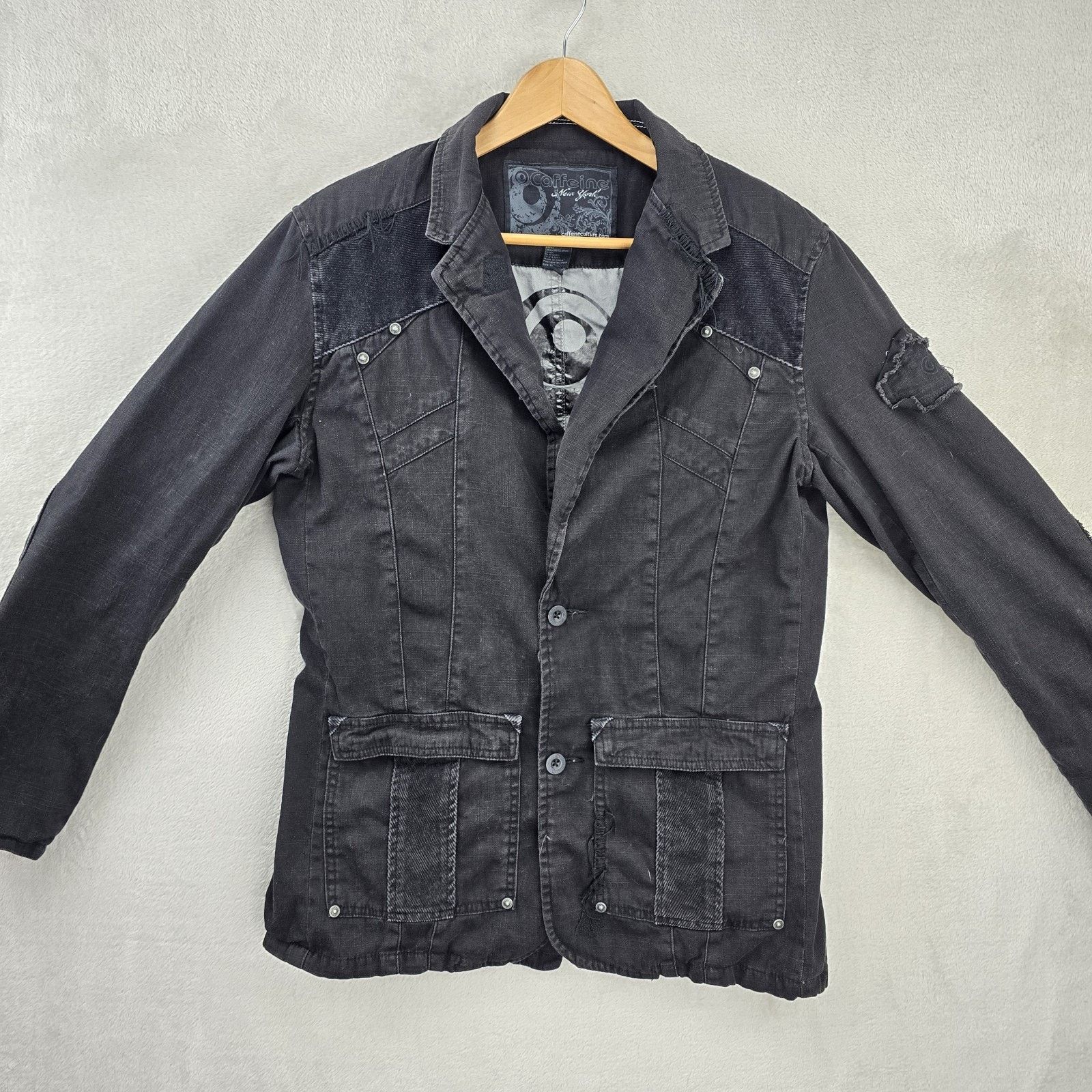 Other Vintage Caffeine New York Jacket Large Distressed Rave Y2K Size L / US 10 / IT 46 - 2 Thumbnail