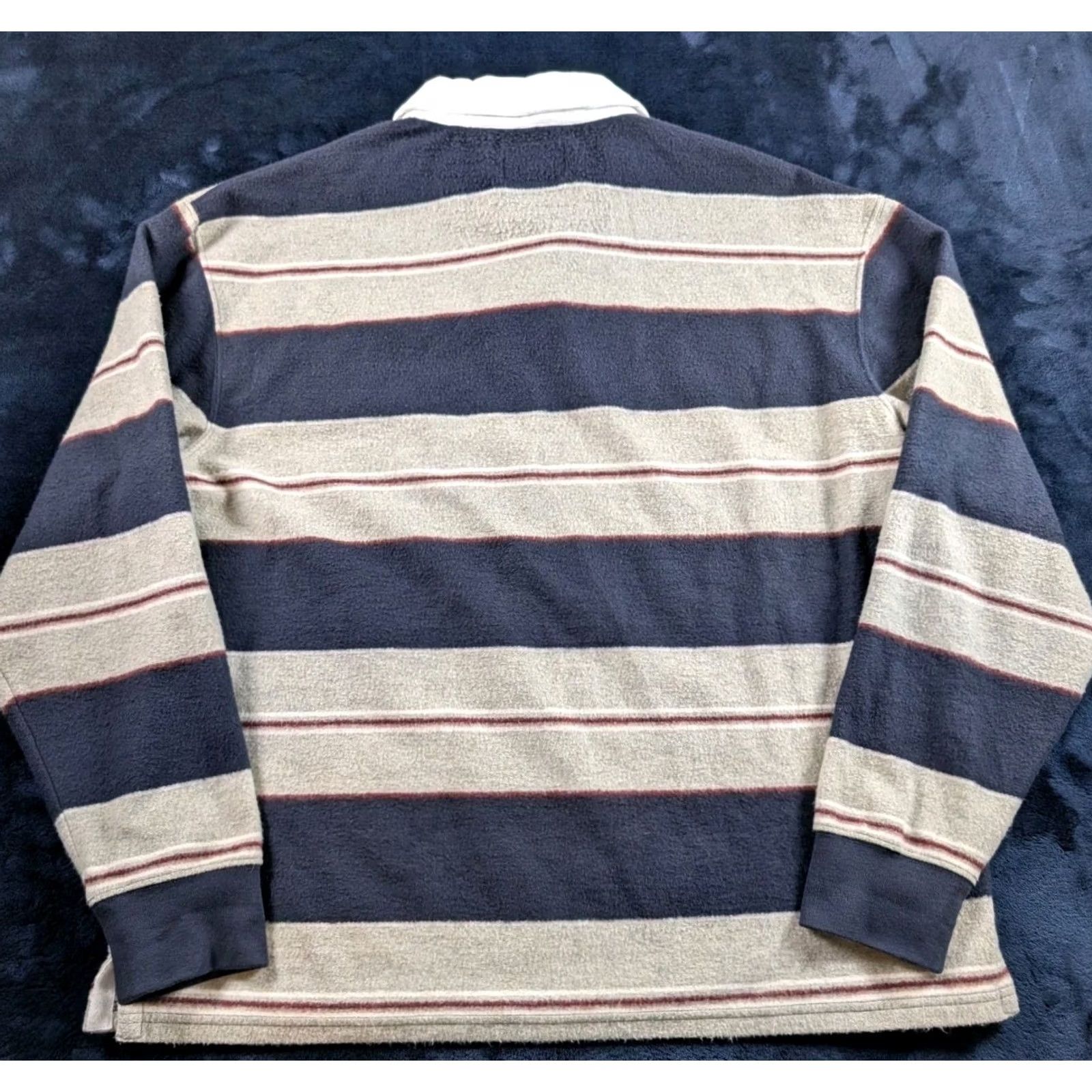 Old Navy Old Navy Polo Shirt Rugby Gray Men's L Corduroy Collar Striped Long Sleeve Polo with Buttoned Collar Cotton Blend N/A Size US L / EU 52-54 / 3 - 5 Thumbnail