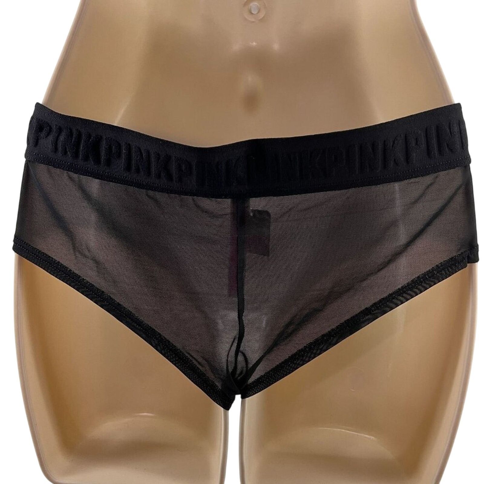 Victoria's Secret Victoria's Secret PINK Black Silver Sheer Bottom Logo Medium Size ONE SIZE - 5 Thumbnail