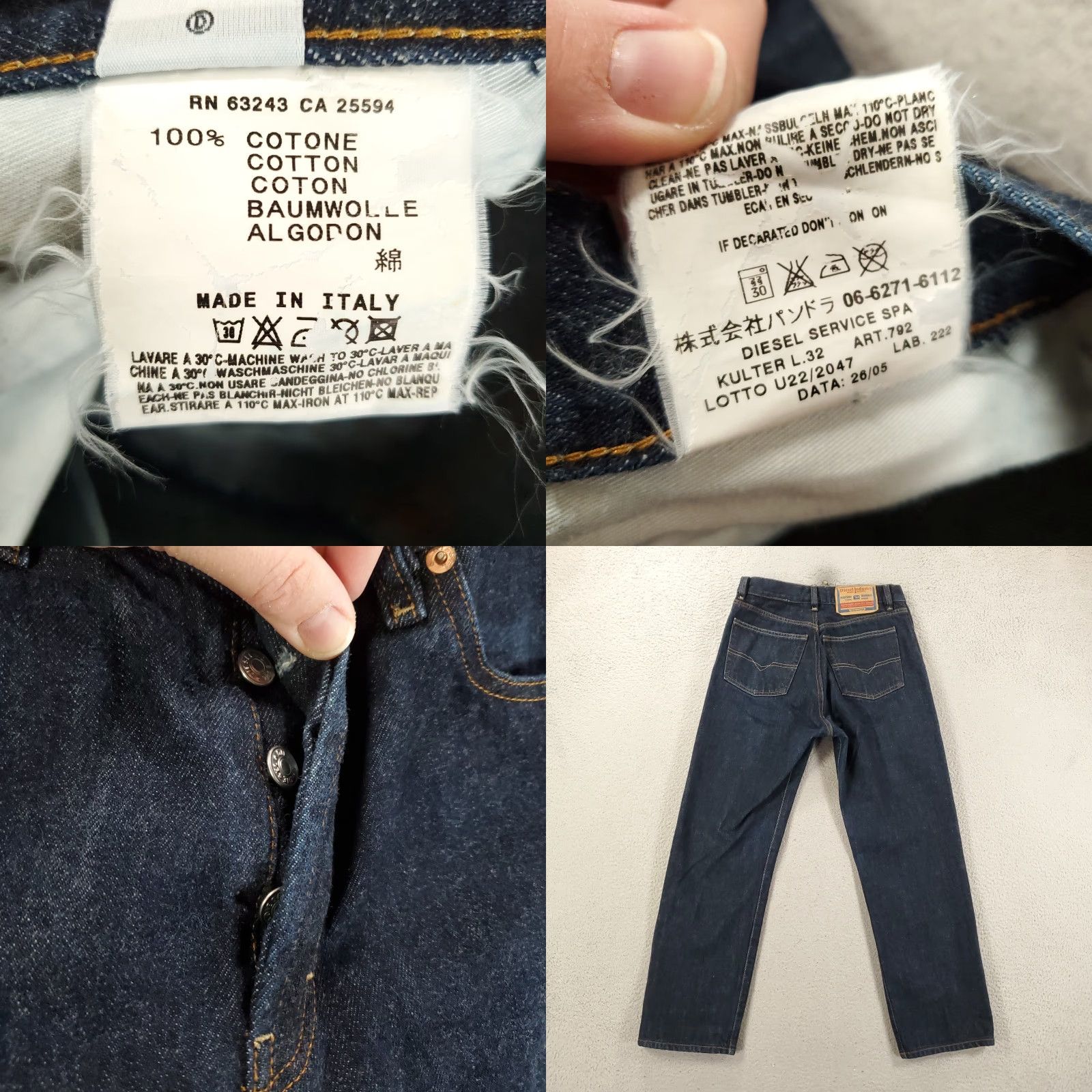 Diesel Diesel Jeans Mens 33 Dark Blue Wash Button Fly Denim 5-Pocket City Italy Straight Regular Size US 33 - 8 Thumbnail