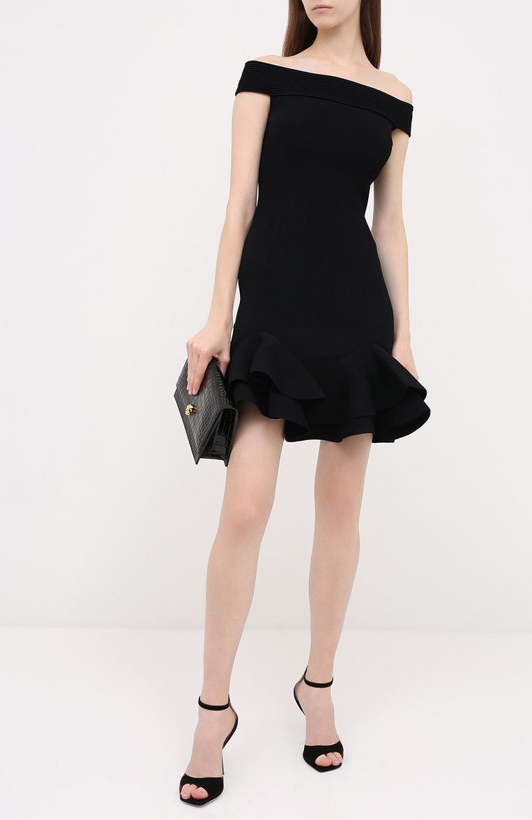 Alexander McQueen o1y0325 Sheath Mini Dress in Black Size L / US 10 / IT 46 - 4 Thumbnail