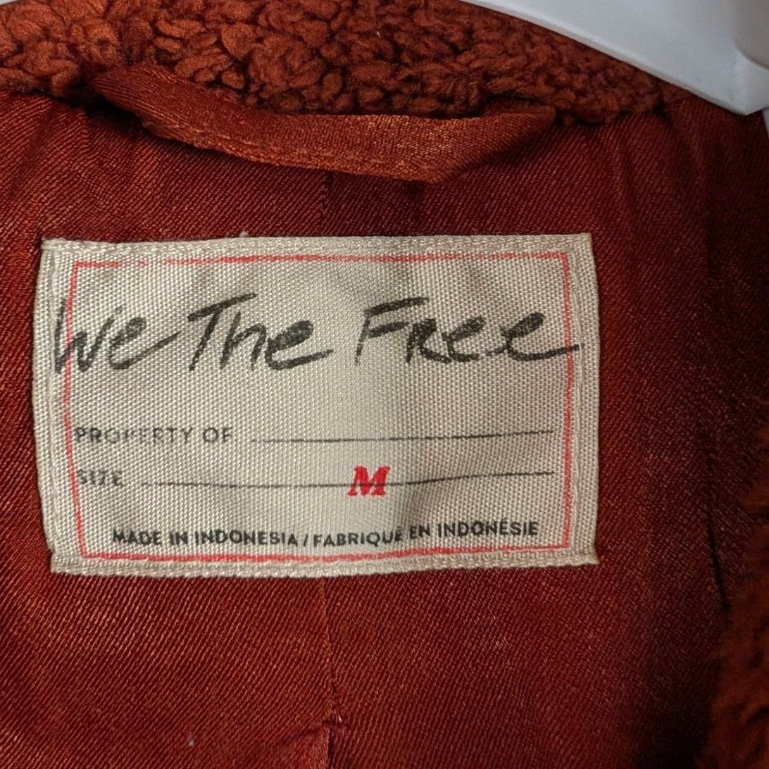 Free People We The Free So Cozy Slouchy Fleece Moto Jacket Orange Size M Size M / US 6-8 / IT 42-44 - 3 Thumbnail