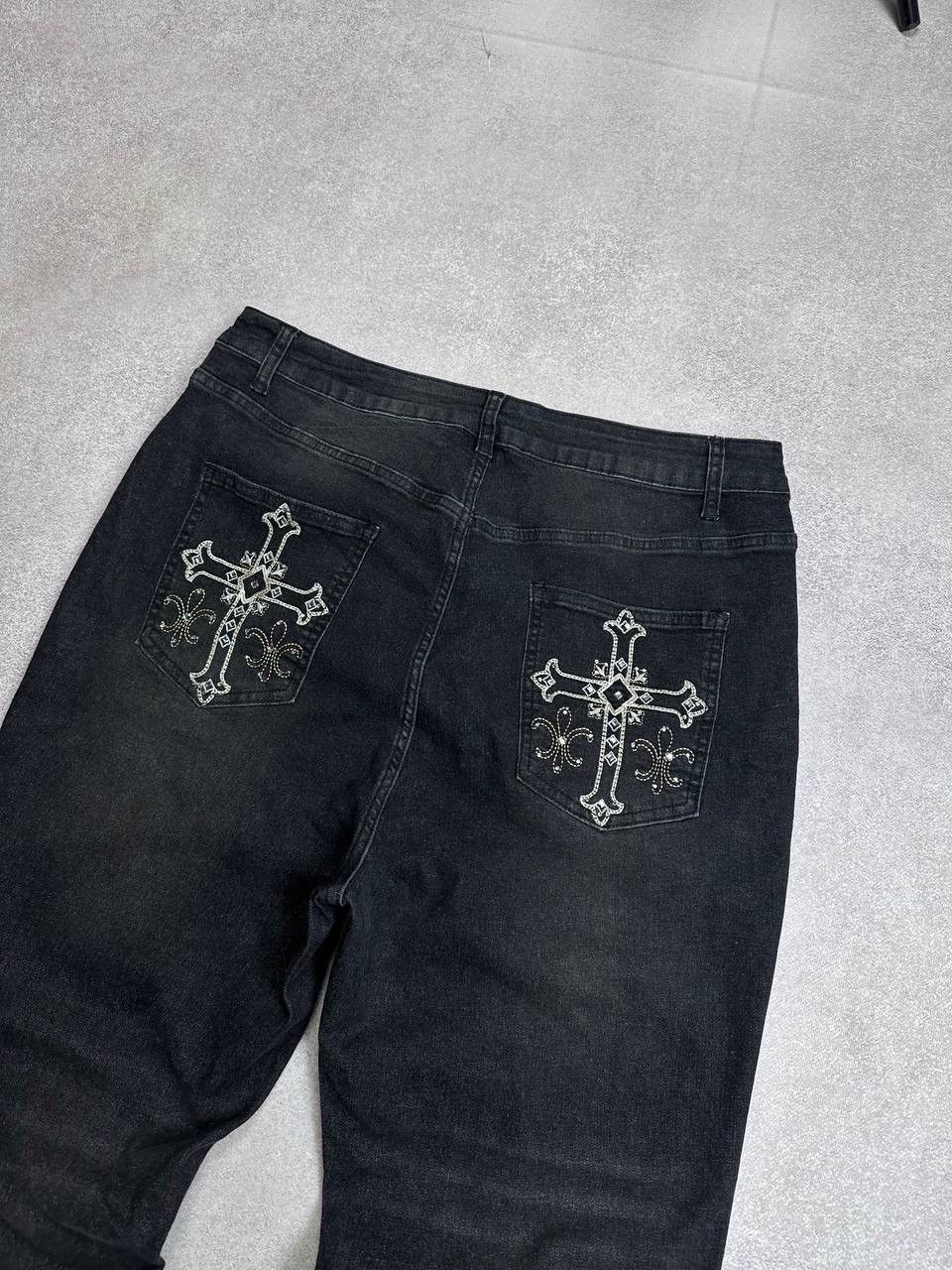 Japanese Brand Vintage 90's Cross Patch Flared Denim Jeans Y2K 34 Size US 34 / EU 50 - 4 Thumbnail