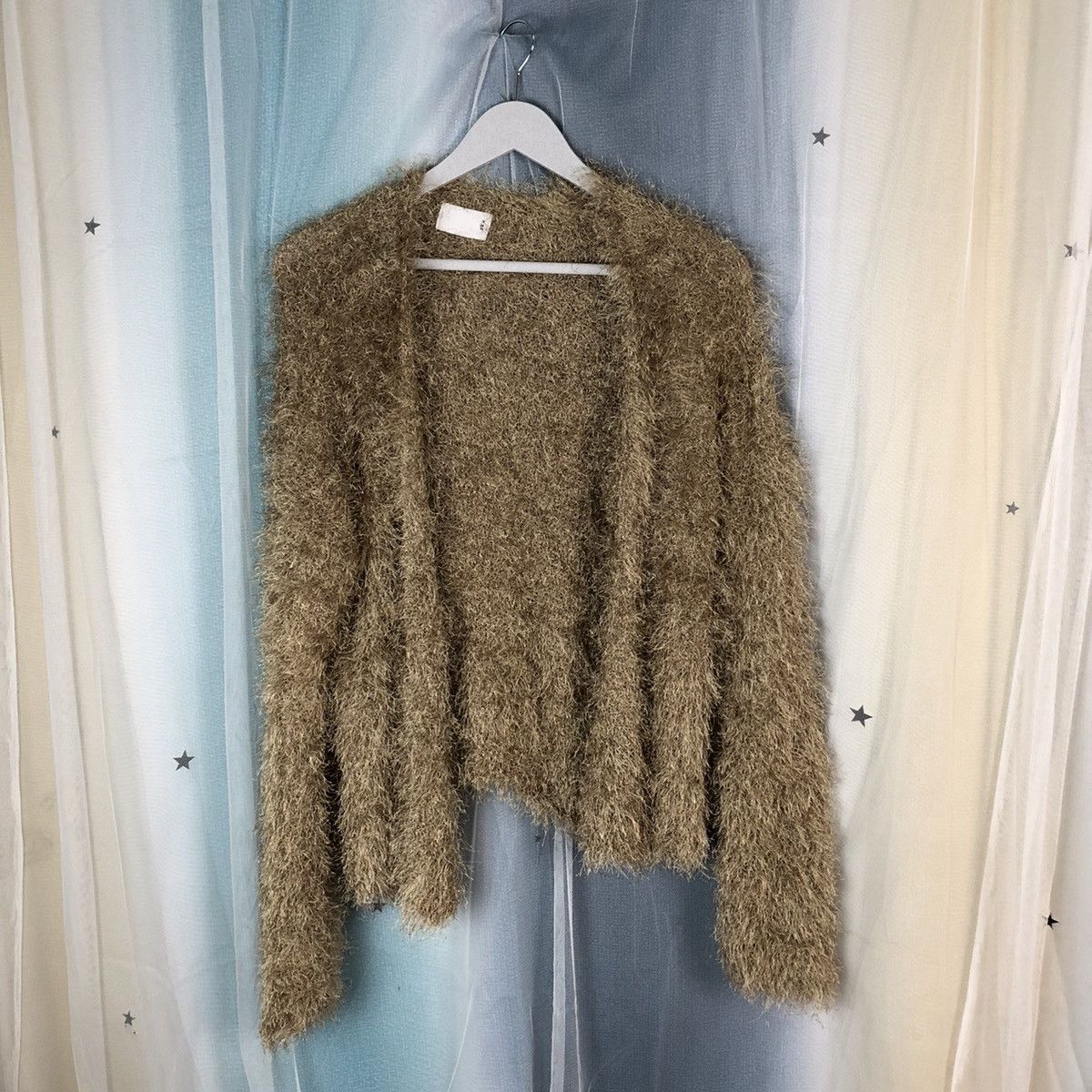 Aran Isles Knitwear × Homespun Knitwear × Japanese Brand Oversized KBF Gold Shag Shaggy Fur Mohair Cardigan #859 Size ONE SIZE - 1 Thumbnail