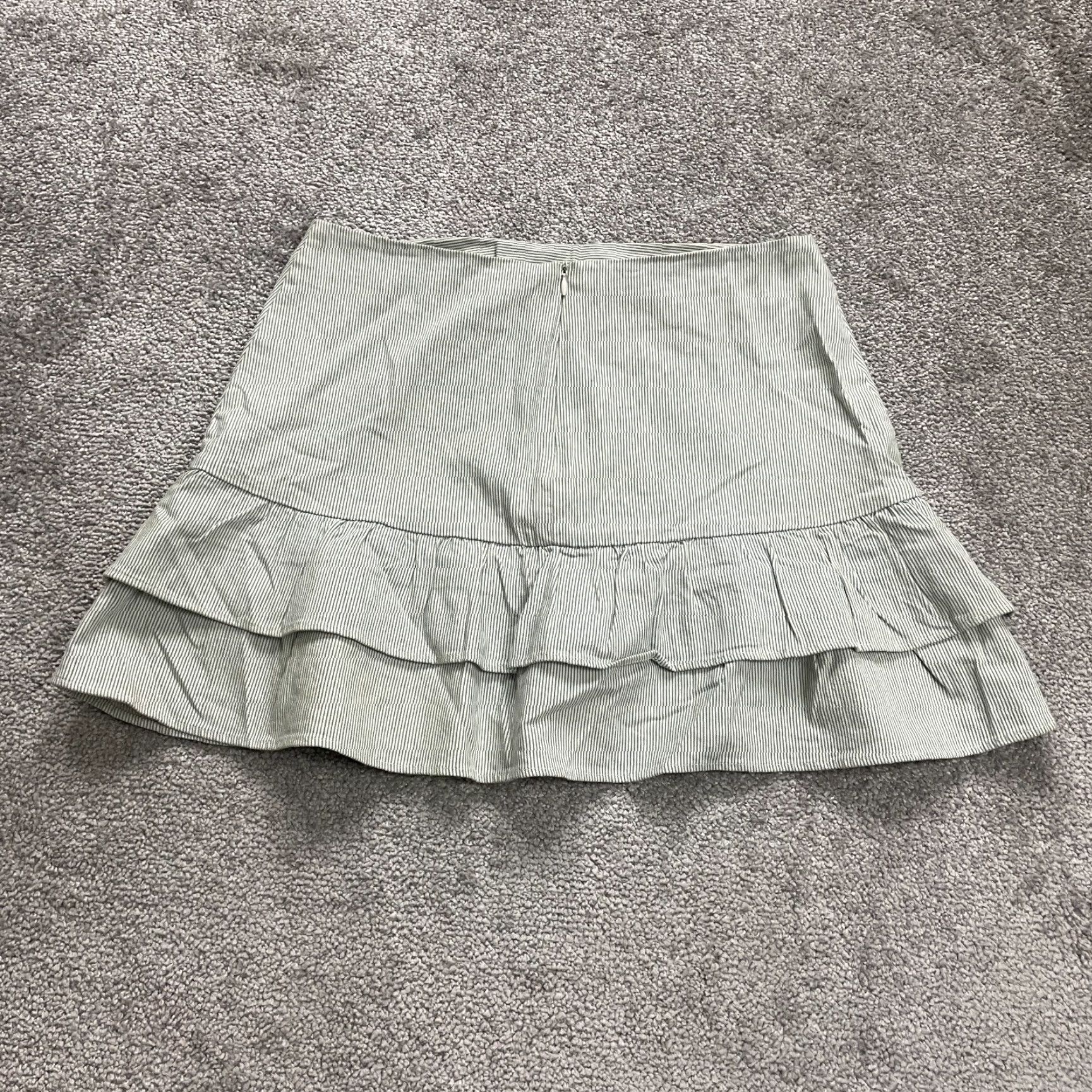 AQUA Aqua Bloomingdale's Mini A-Line Skirt Womens Medium Striped Layered Cotton Zip Size 32" / US 10 / IT 46 - 2 Thumbnail