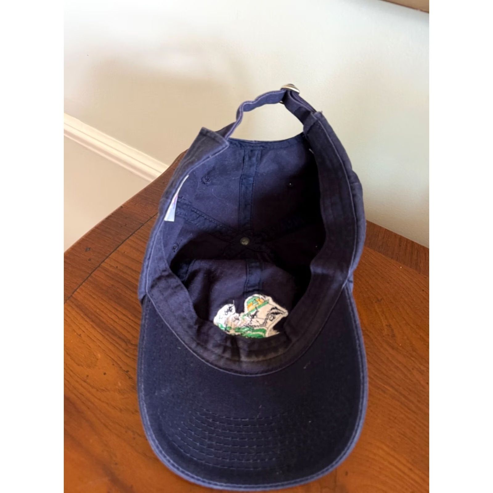 Vintage Notre Dame Hat Cap Strap Back Navy Blue Green Fighting Irish Mens Leprechaun Size ONE SIZE - 5 Thumbnail