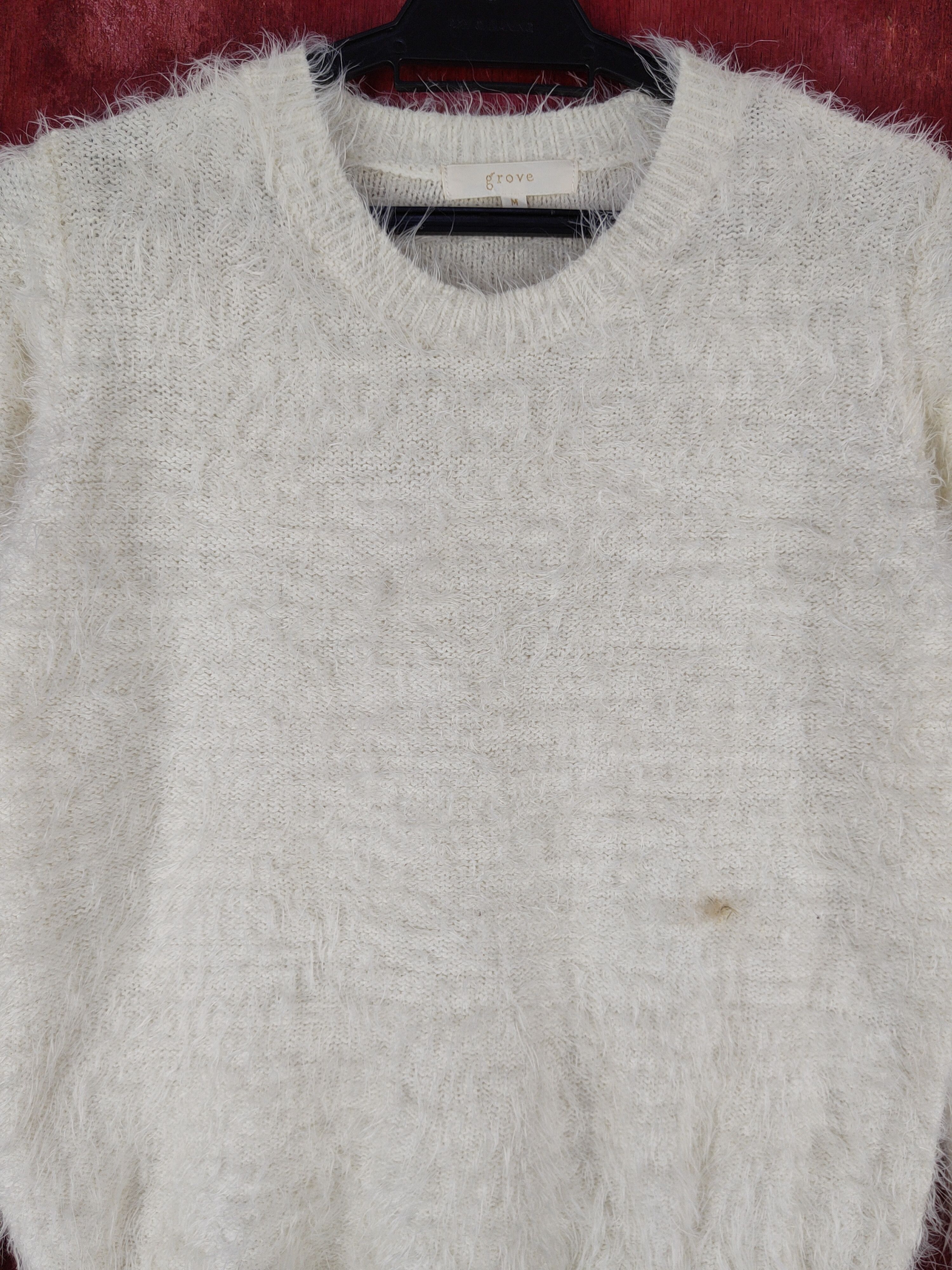 Homespun Knitwear Grove Ivory Shag Shaggy Fur Mohair Knitwear #S2060 Size M / US 6-8 / IT 42-44 - 2 Thumbnail