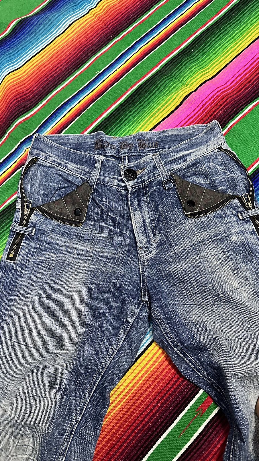 Japanese Brand 💥 Double Waist💥 skuLl Denim Blow By Blue Crazy Mudwash💥 Size US 30 / EU 46 - 10 Thumbnail