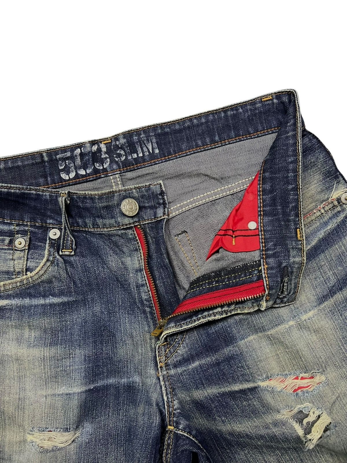 Edwin Vintage Edwin 503 Blue Trip Edgeline Japan, Distressed Denim Size US 34 / EU 50 - 8 Thumbnail