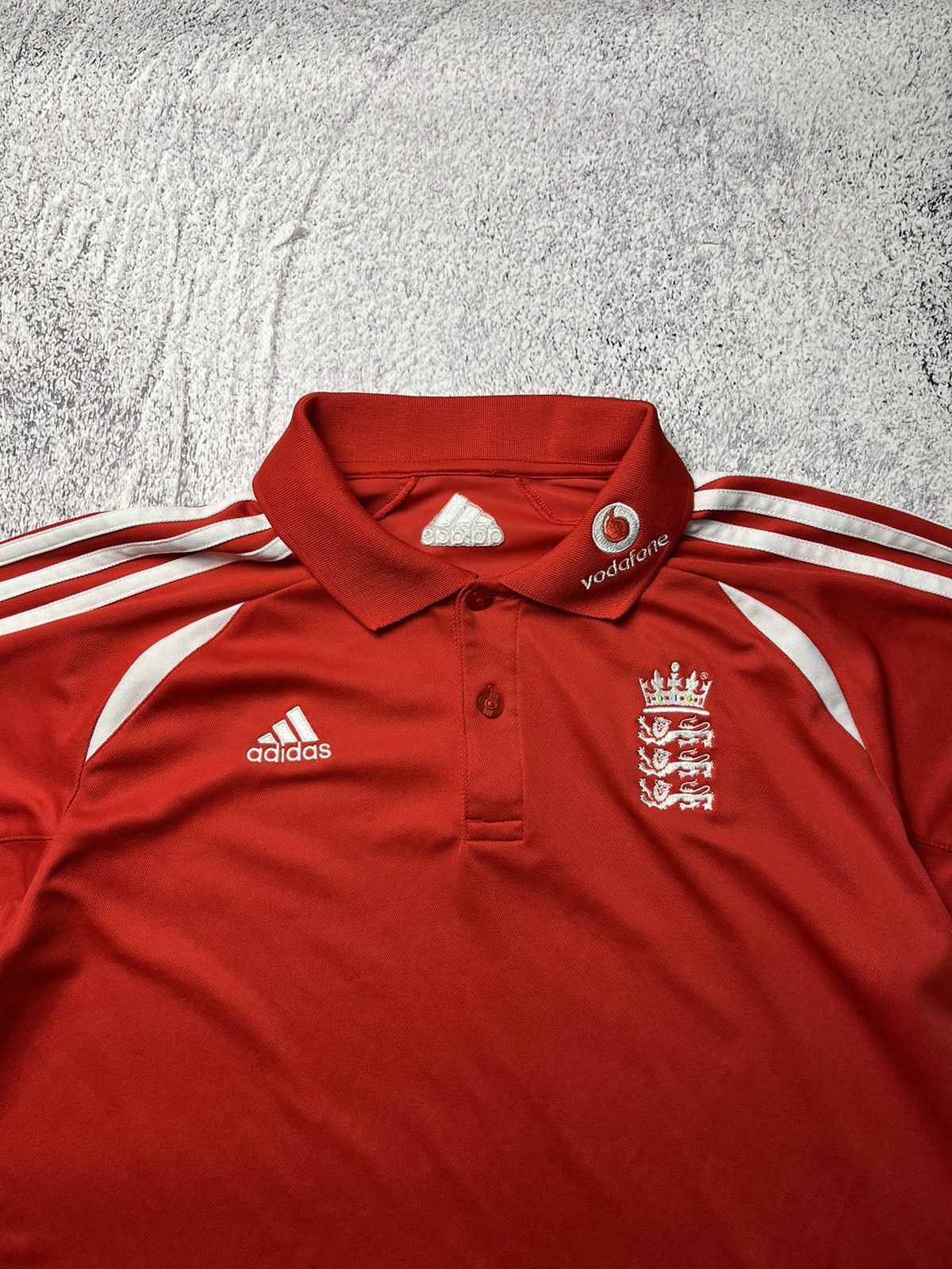 Adidas Men’s Vintage Adidas England Cricket Polo T-shirt Red Size US M / EU 48-50 / 2 - 8 Thumbnail