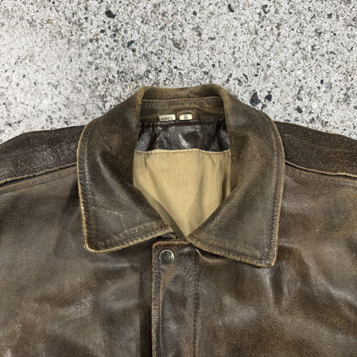 Vintage Thrashed Faded Destroyed Cracked Leather Bomber ERD Grunge Size US S / EU 44-46 / 1 - 6 Thumbnail