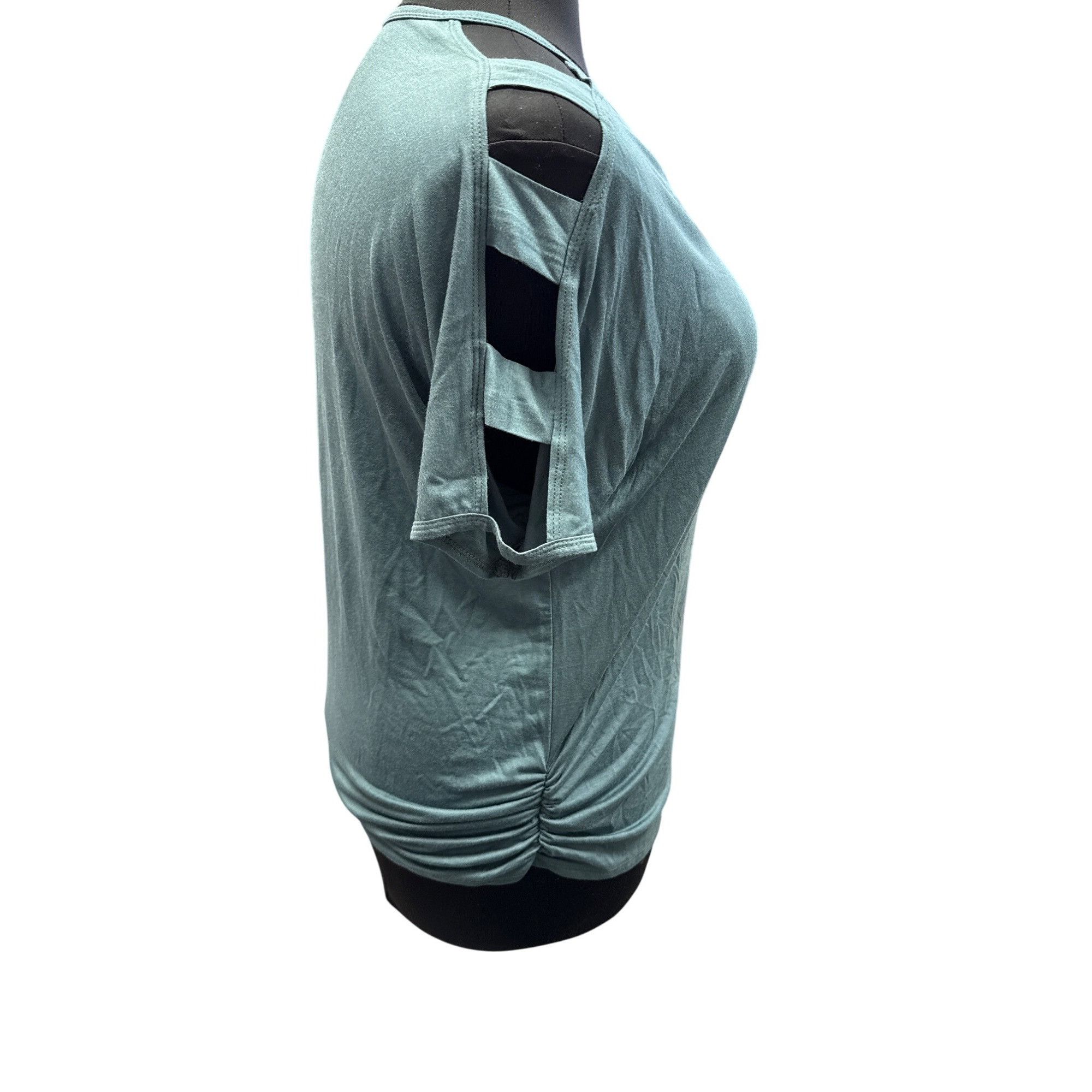 Other Emerald 1X Teal Cold Shoulder Short Sleeve Top With Side Ru Size XL / US 12-14 / IT 48-50 - 3 Thumbnail
