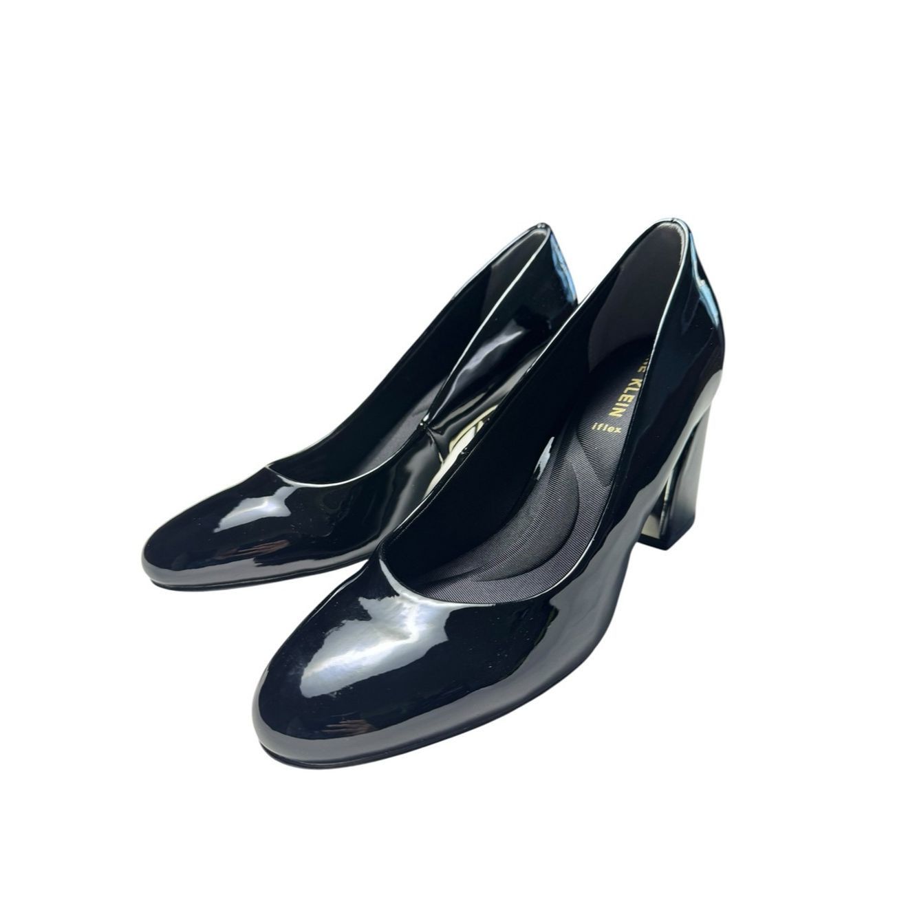 Anne Klein NWT New Anne Klein Graham Block Heeled Black Patent Pump Sh Size US 7 / IT 37 - 9 Thumbnail