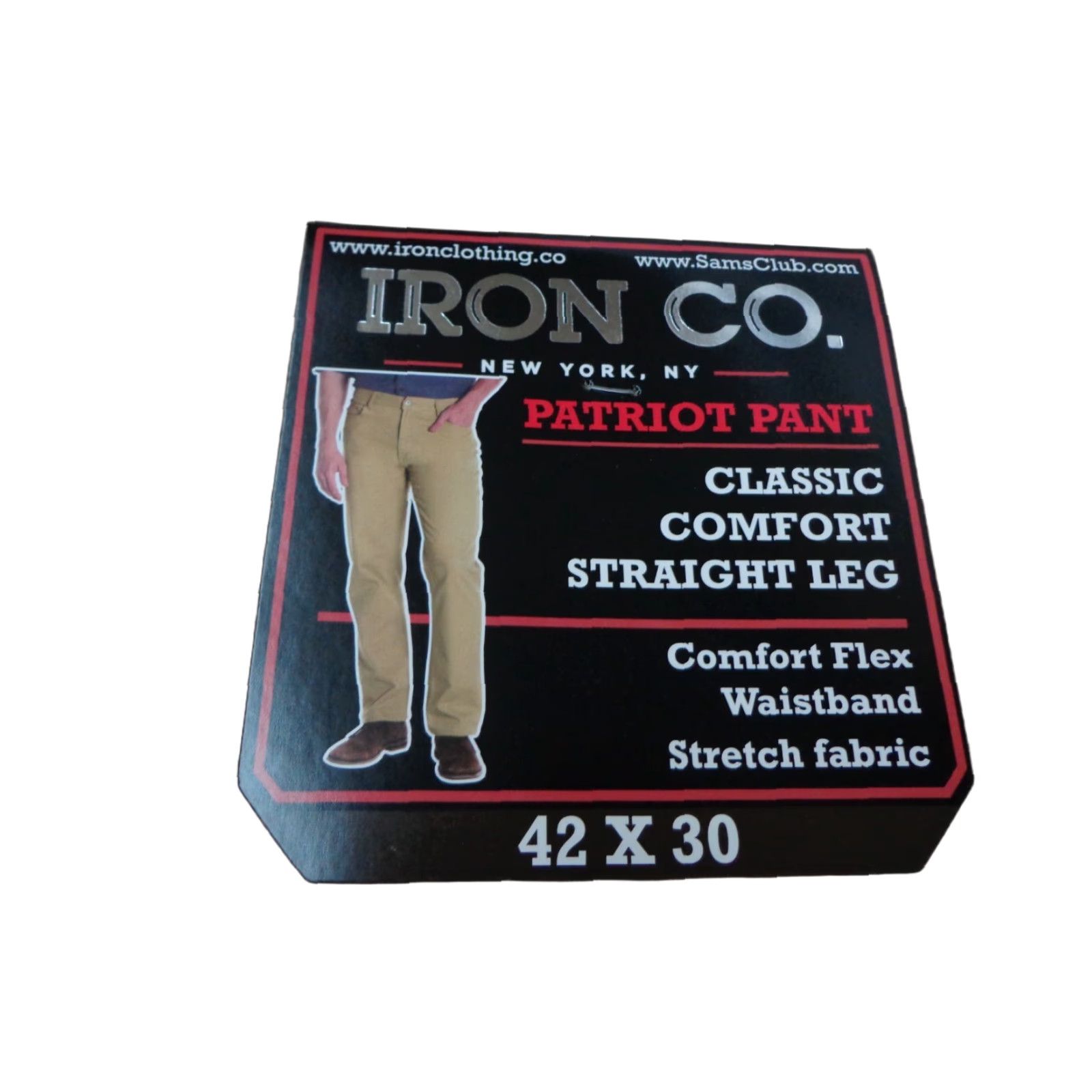 Vintage Iron Co. Men's Classic Stretch Comfort Patriot Pants Chino Straight 42 x 30 Beige Cotton Blend Flat Front Regular Inseam 30 Modern Iron Co Men Pants Size US 42 / EU 58 - 1 Thumbnail