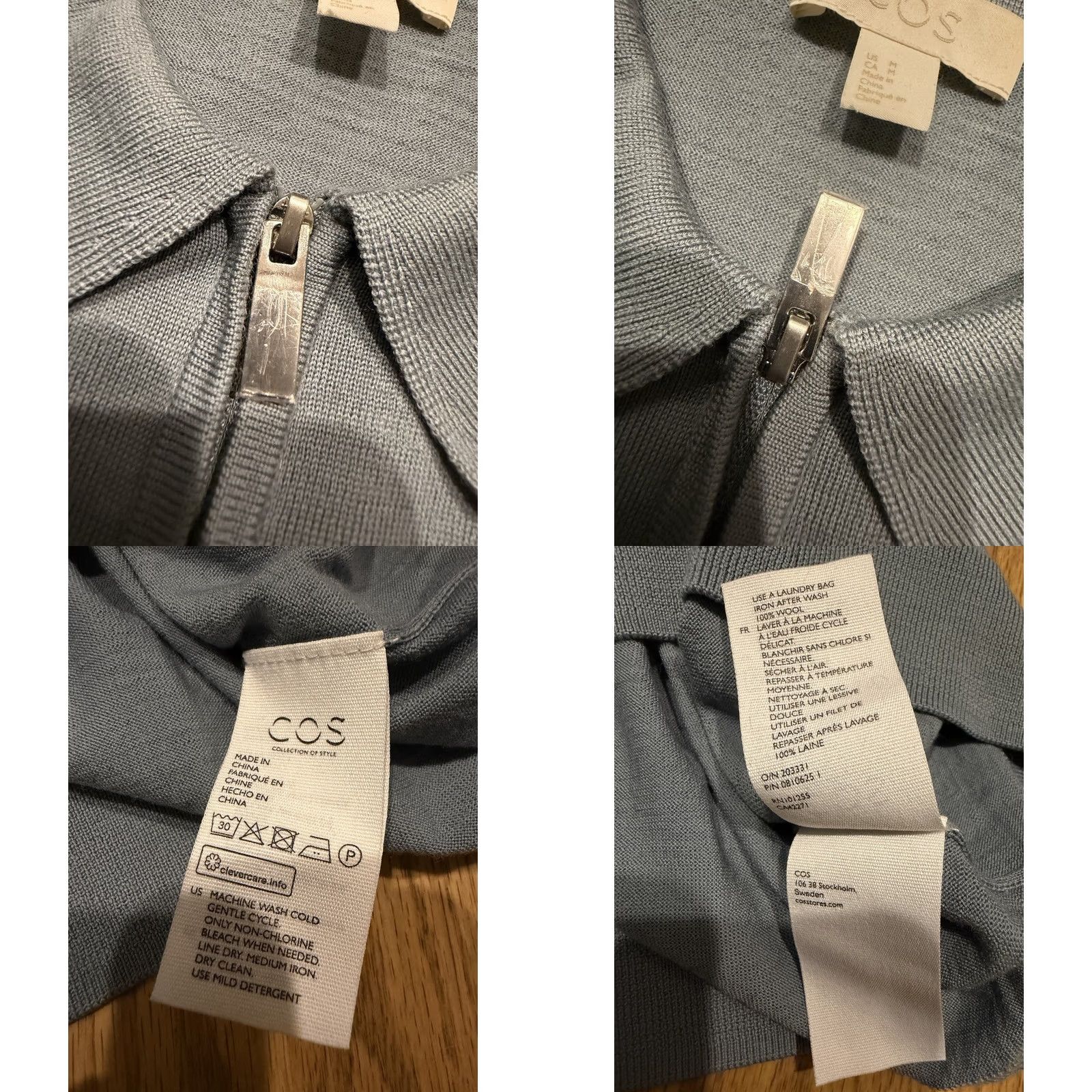 Cos COS Merino Wool Polo 1/4 Zip Shirt Men’s Medium Blue Pullover Size US M / EU 48-50 / 2 - 9 Thumbnail