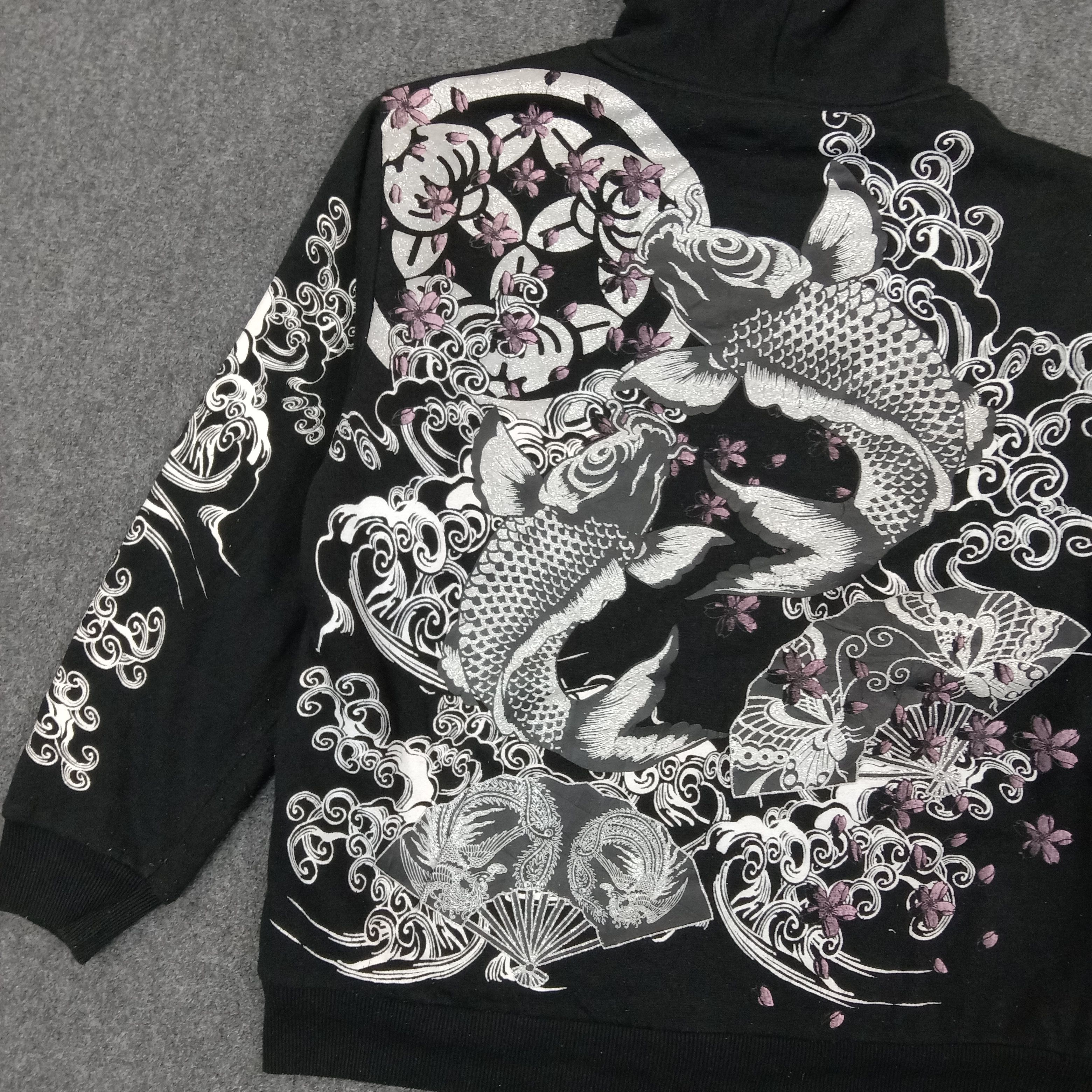 Japanese Brand Sukajan Souvenir Japanese Brand Koi Art Hoodies C237N8 Size US L / EU 52-54 / 3 - 2 Thumbnail