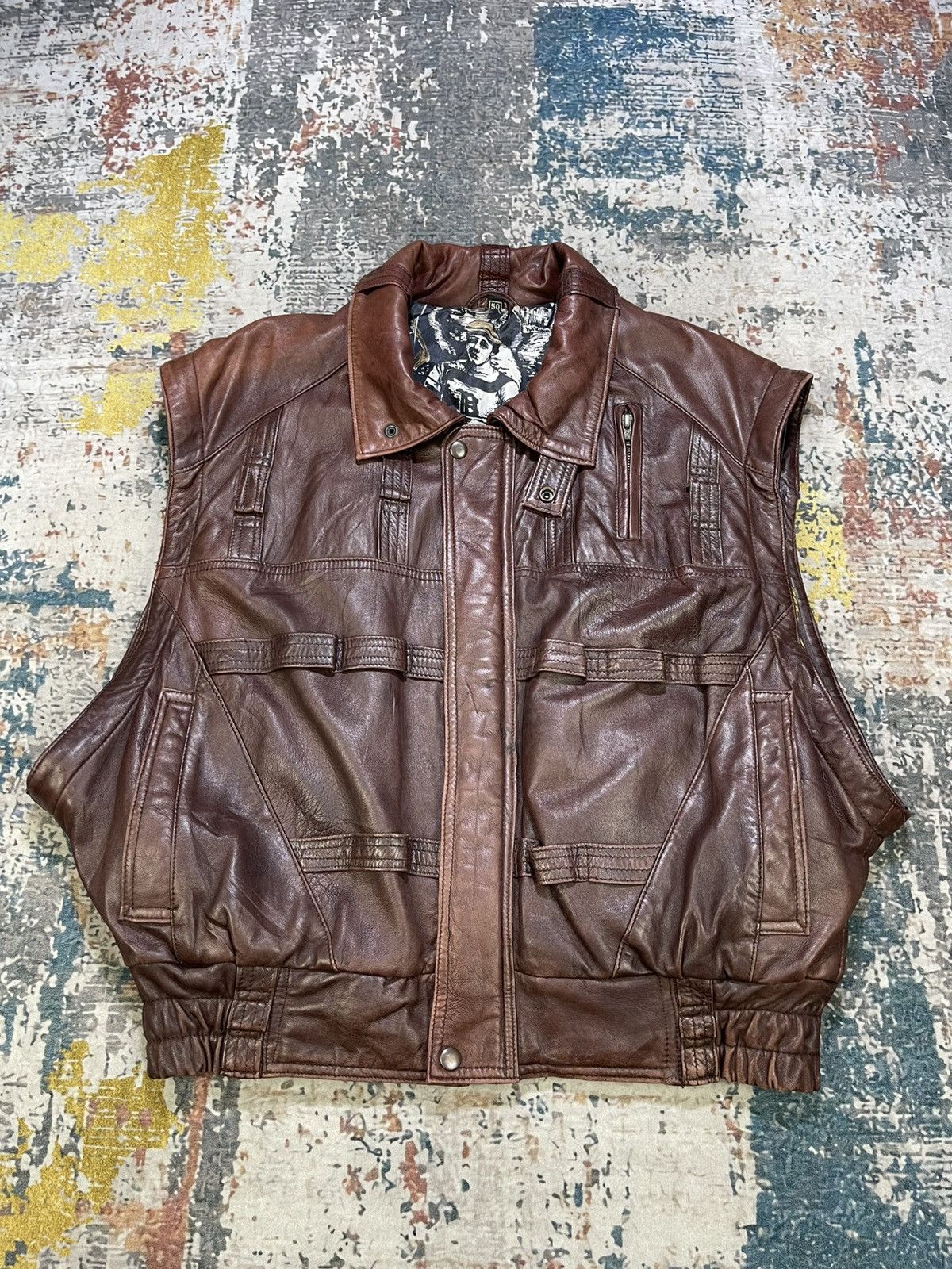 Genuine Leather Vtg Leather Bomber Detachable Sleeve Utilitarian Jacket Size US M / EU 48-50 / 2 - 3 Thumbnail