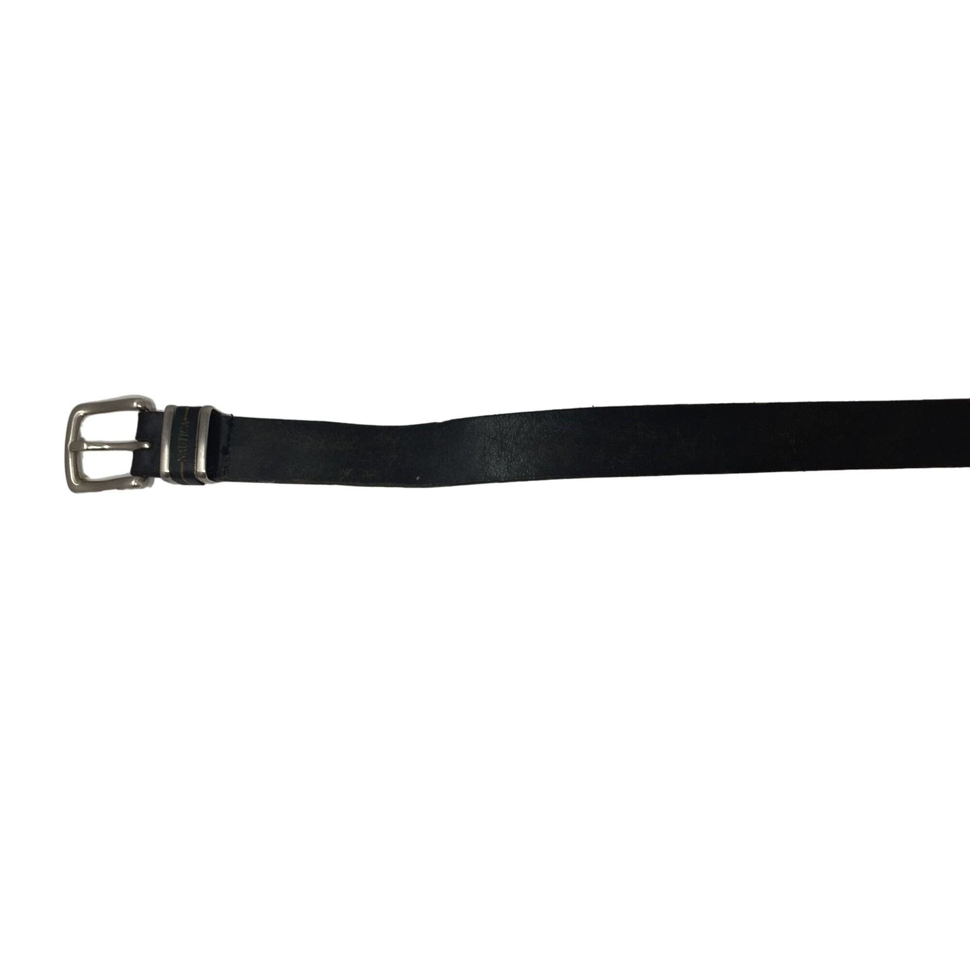 Nautica Mens NAUTICA Black Leather Belt with Silver Metal Belt Buckl Size ONE SIZE - 4 Thumbnail