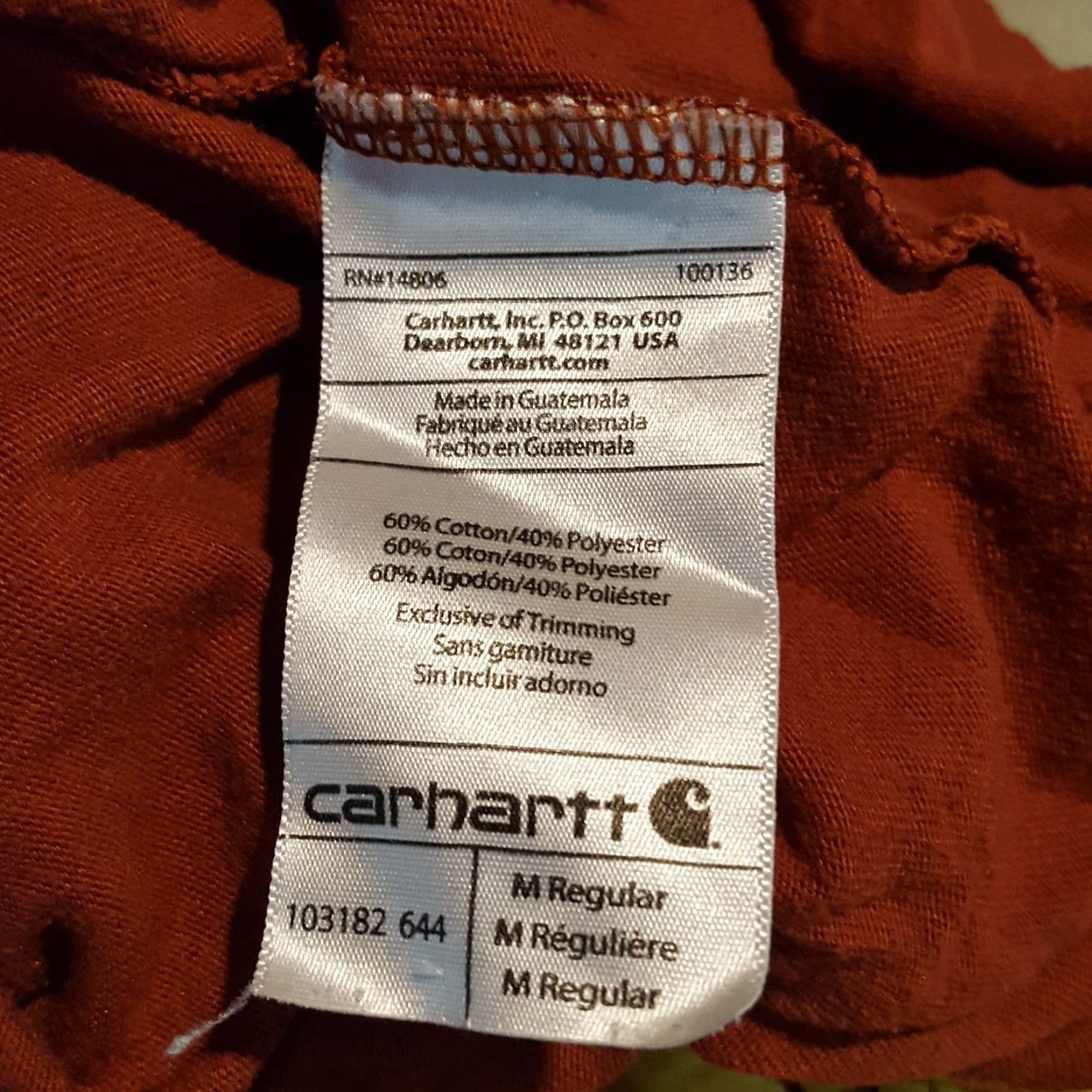 Carhartt VINTAGE Carhartt Workwear Spell Out Logo T Shirt Mens Size M Relaxed Rust Red 90s Workwear Logo Embroidered Cotton Shirt Size US M / EU 48-50 / 2 - 6 Thumbnail