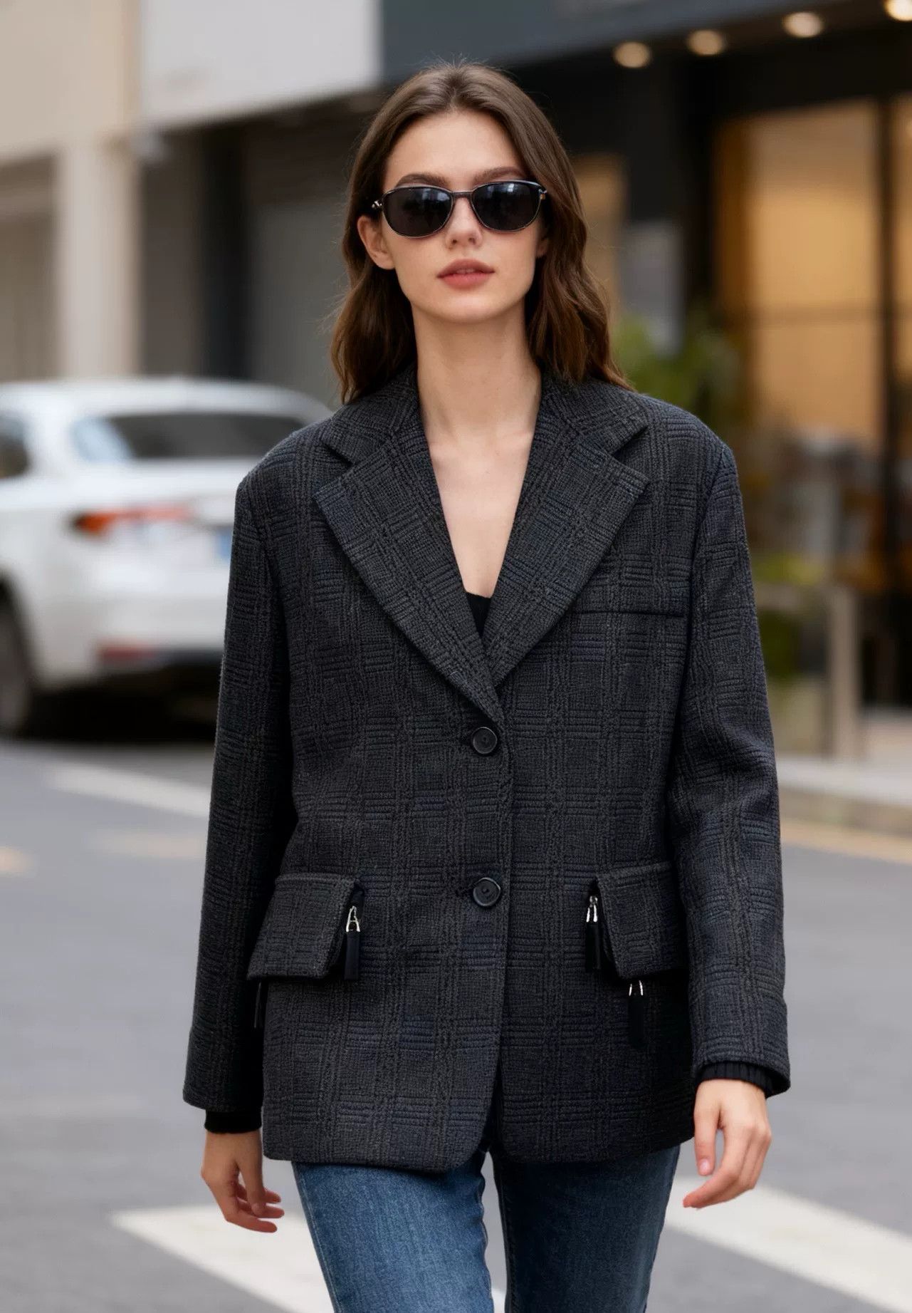 Prada Prada Gray Plaid Wool Blazer Size S / US 4 / IT 40 - 1 Thumbnail