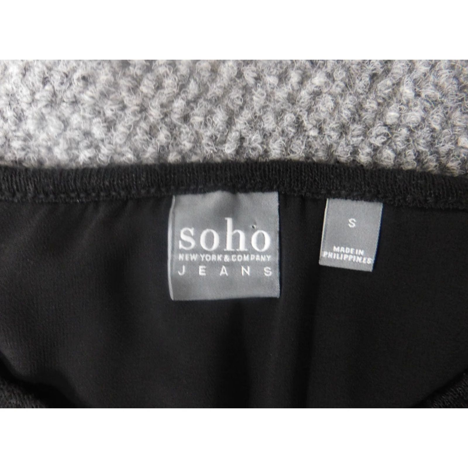Vintage SOHO Womens Sweater Small Black Pullover Knit Rib Knit Crew Neck Long Sleeve Regular Fit Solid Pattern Designer Modern Casual Size S / US 4 / IT 40 - 4 Thumbnail