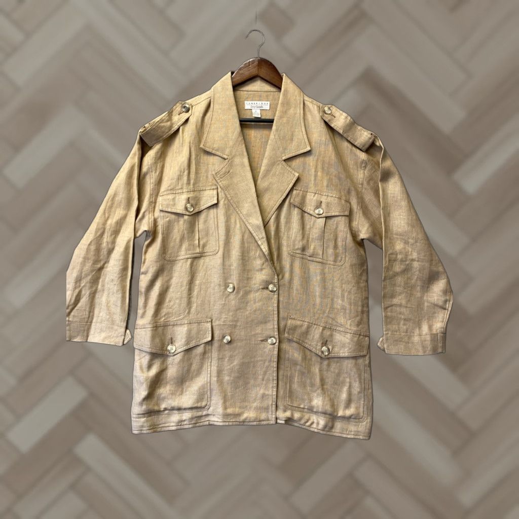 Vintage VINTAGE Cambridge Dry Goods Oversized Linen Blazer Jacket Coat Women Size 8 Gold All Seasons 80s 70s Parisian Flair Size M / US 6-8 / IT 42-44 - 1 Thumbnail